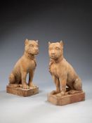 A Pair of 19th Century French Terracotta Models of Boxer Dogs attributed to Mandeville and