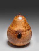 A Late 18th/Early 19th Century Fruitwood Tea Caddy in the form of a pear , retaining much of the
