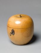 A Late Eighteenth/Early 19th Century Fruitwood Tea Caddy in the form of an apple, retaining much