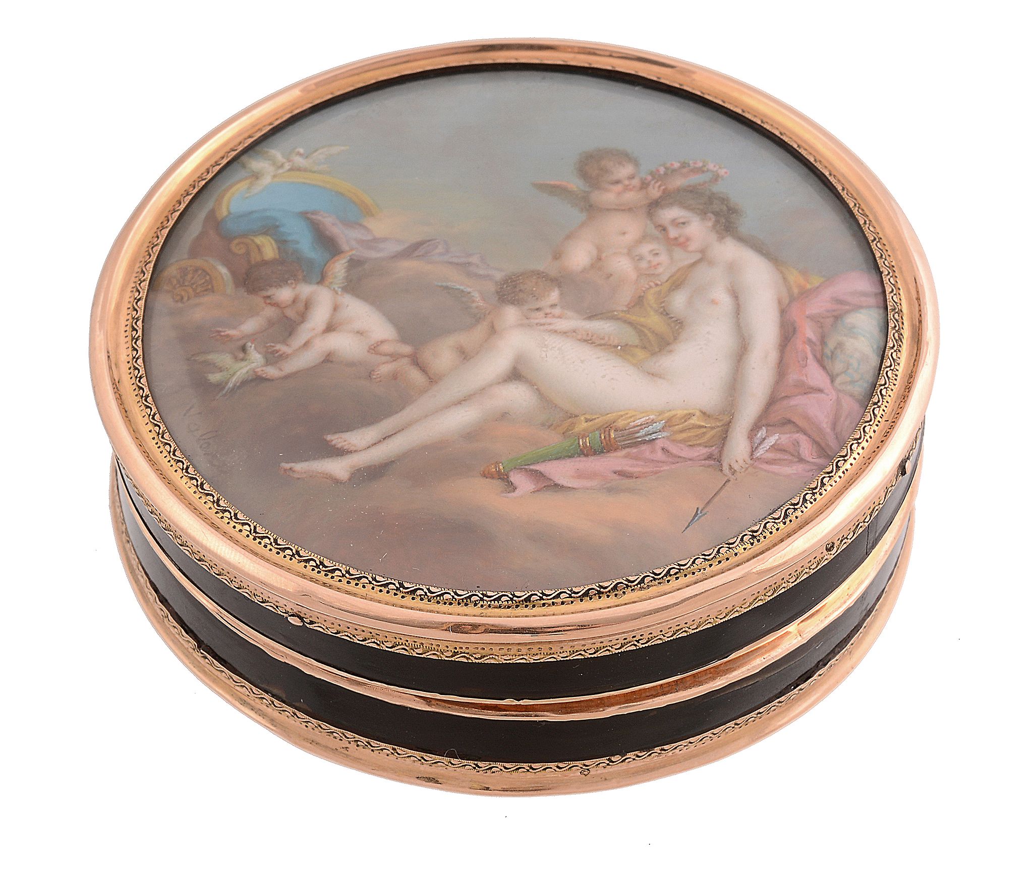 An early 19th century French gold mounted tortoiseshell bonbonniere An early 19th century French - Image 2 of 4