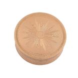 A Swiss gold circular pill box by Roux, Poncon & Cie A Swiss gold circular pill box by Roux,