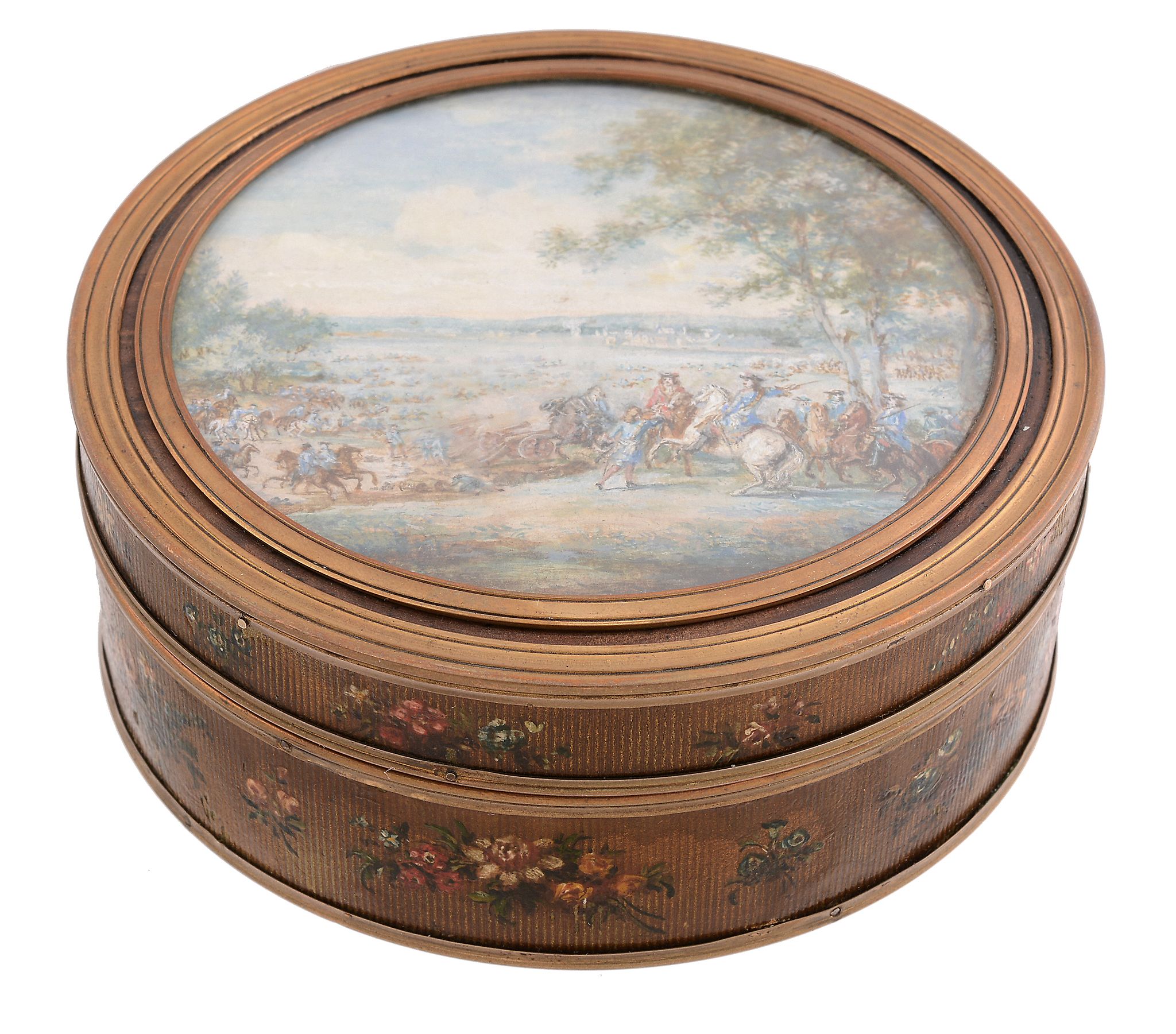 A French lacquer and watercolour bonbonniere, early 19th century A French lacquer and watercolour - Image 2 of 4