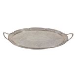 A Victorian silver shaped oval tray by Henry Wilkinson & Co A Victorian silver shaped oval tray by