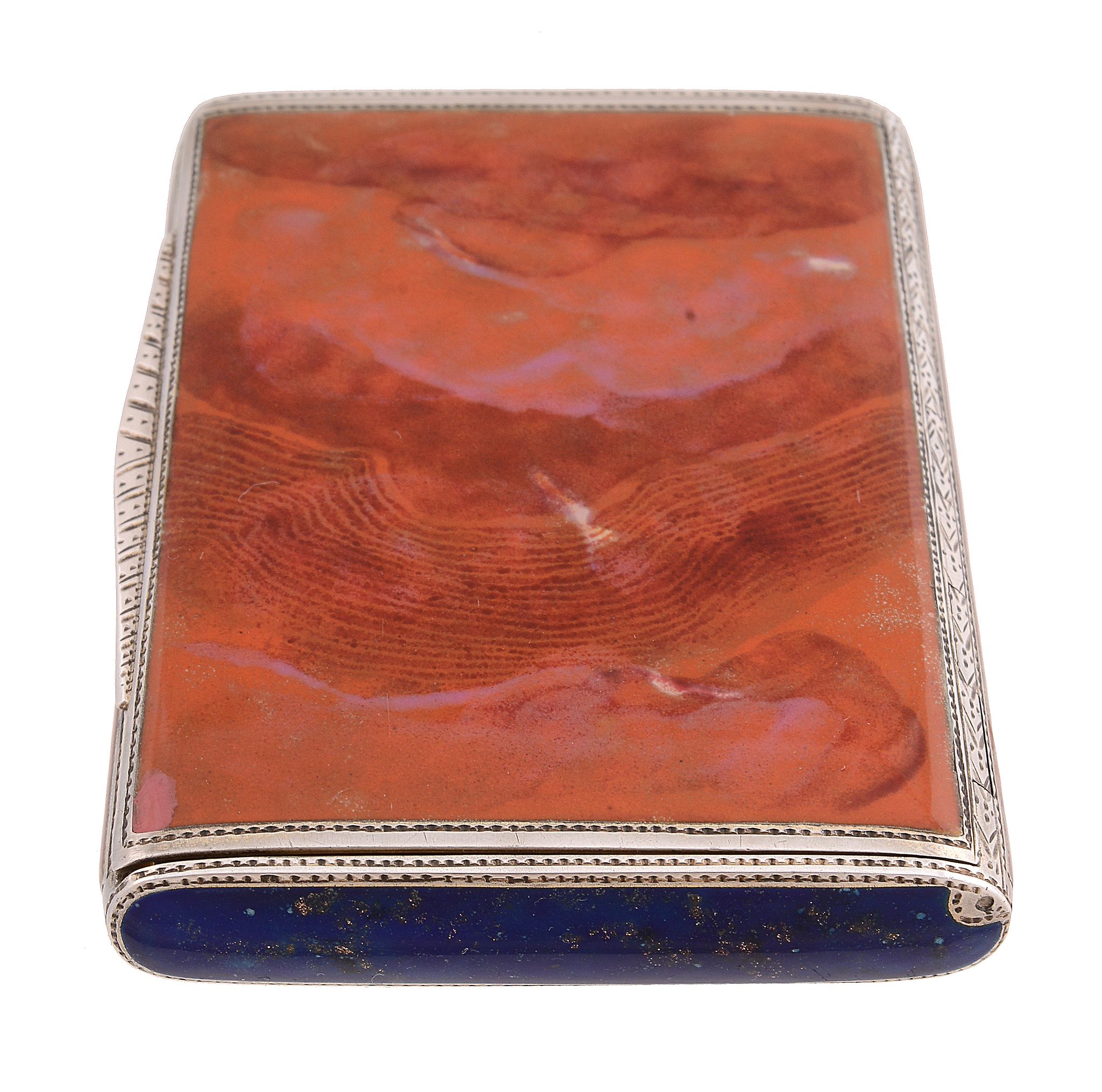 A silver and enamel trompe l'oeil rectangular cigarette case A silver and enamel trompe l'oeil - Image 4 of 6