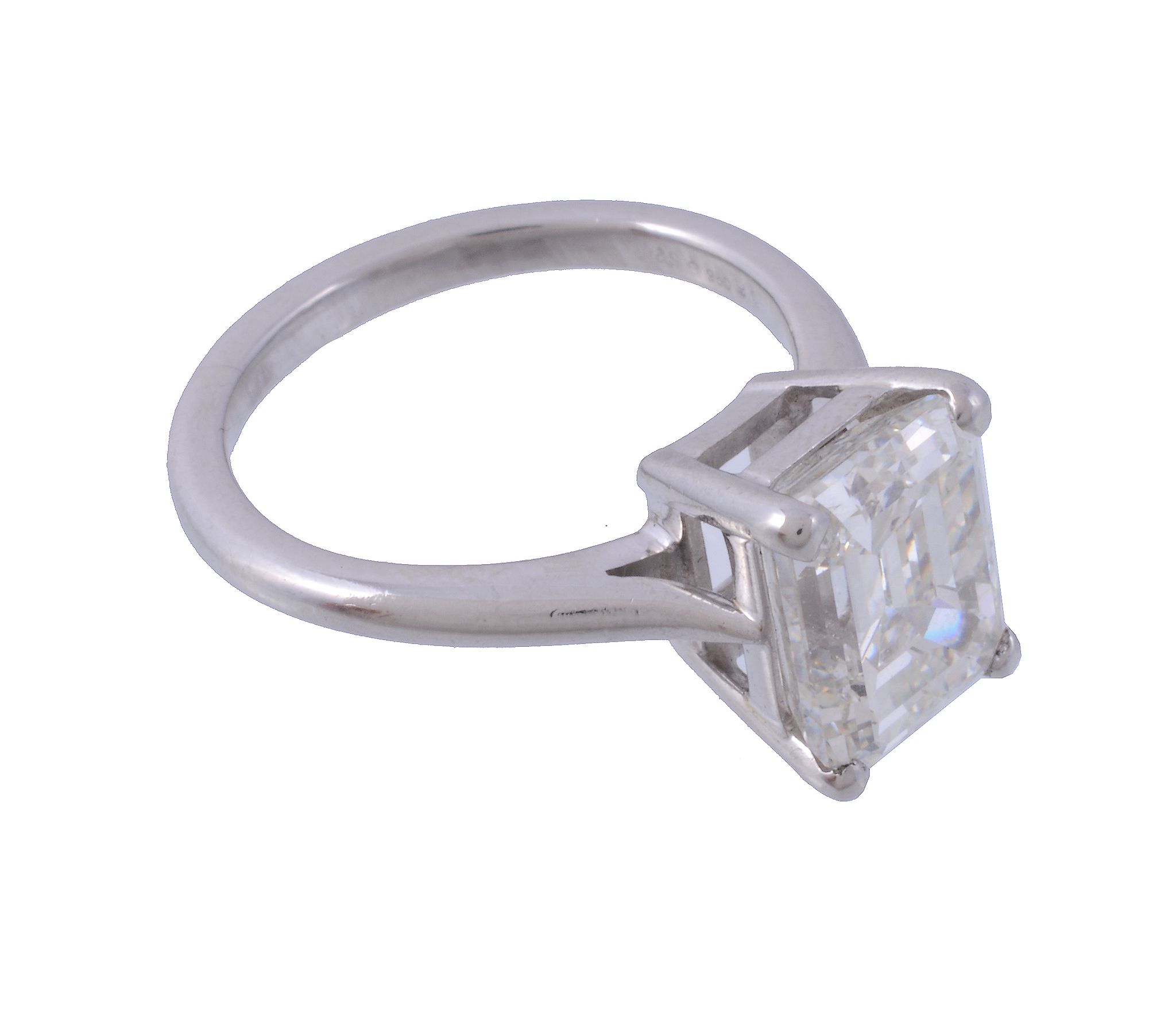 A diamond single stone ring , the step cut diamond weighing 4 A diamond single stone ring , the step - Image 2 of 4