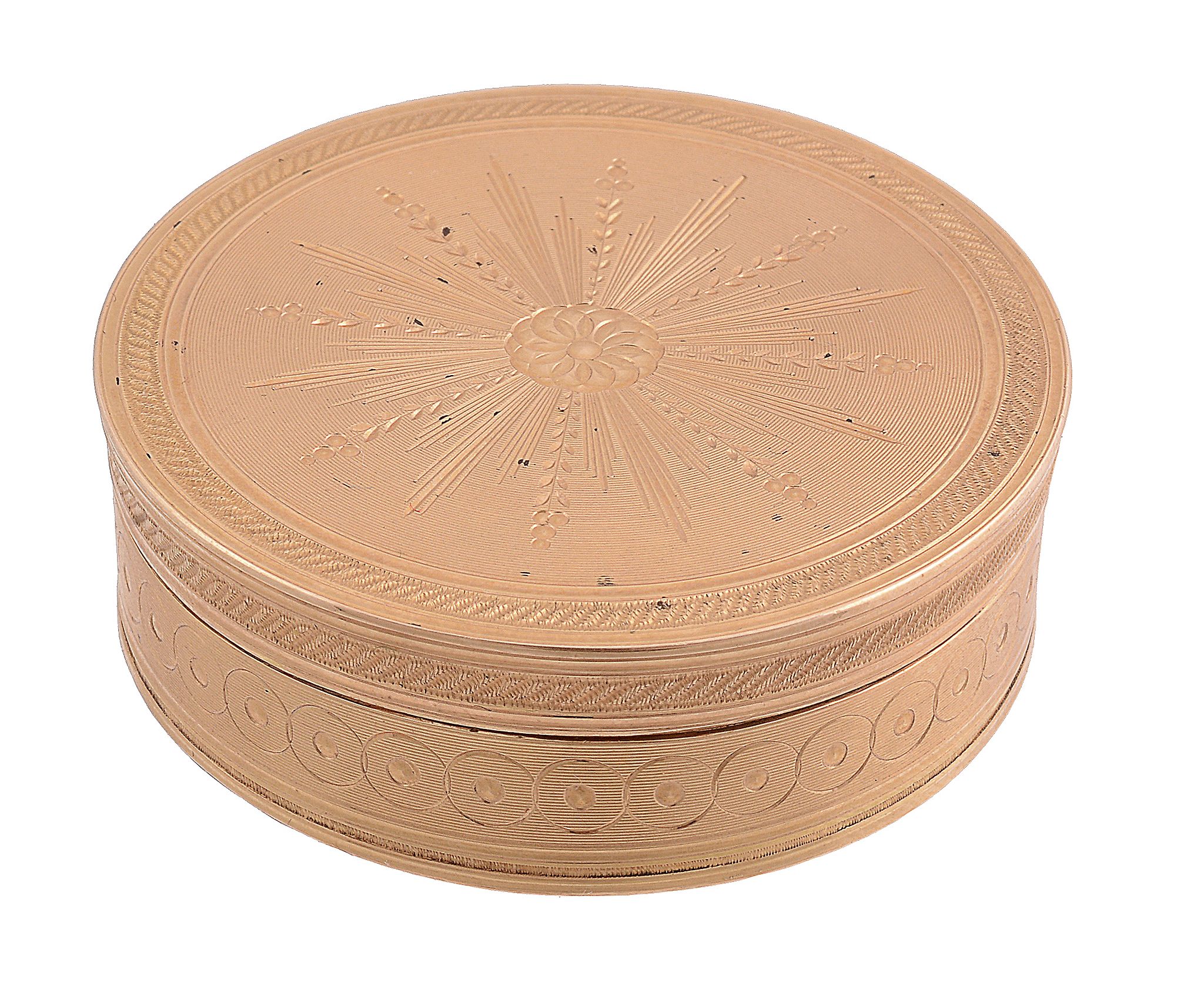 A Swiss gold circular pill box by Roux, Poncon & Cie A Swiss gold circular pill box by Roux, - Image 2 of 4