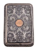 An Austrian silver and niello rectangular snuff or tobacco box, maker An Austrian silver and