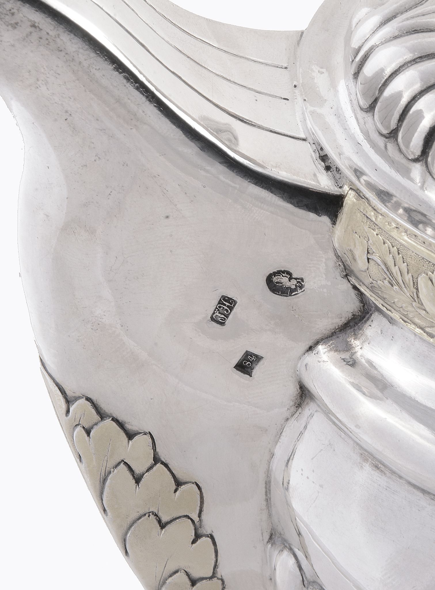 A Russian silver parcel gilt oval baluster tea pot, maker's mark HL or JH A Russian silver parcel - Image 2 of 2