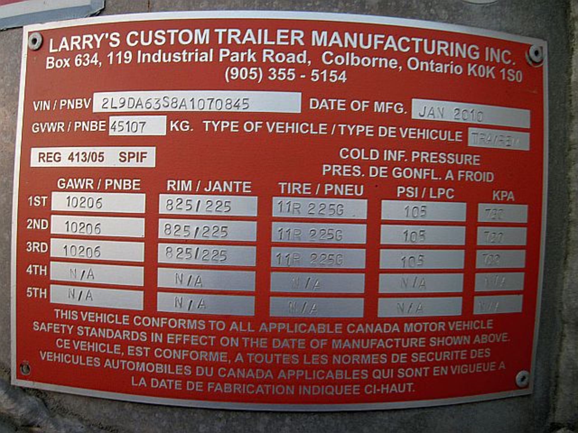2010 Tri-Axle Custom Trailer (Unit #355) - Bild 3 aus 9