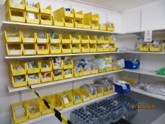 9 Shelves of first aid equipment, including, plasters, bandages, dressings,wipes, swabs, cannulas,