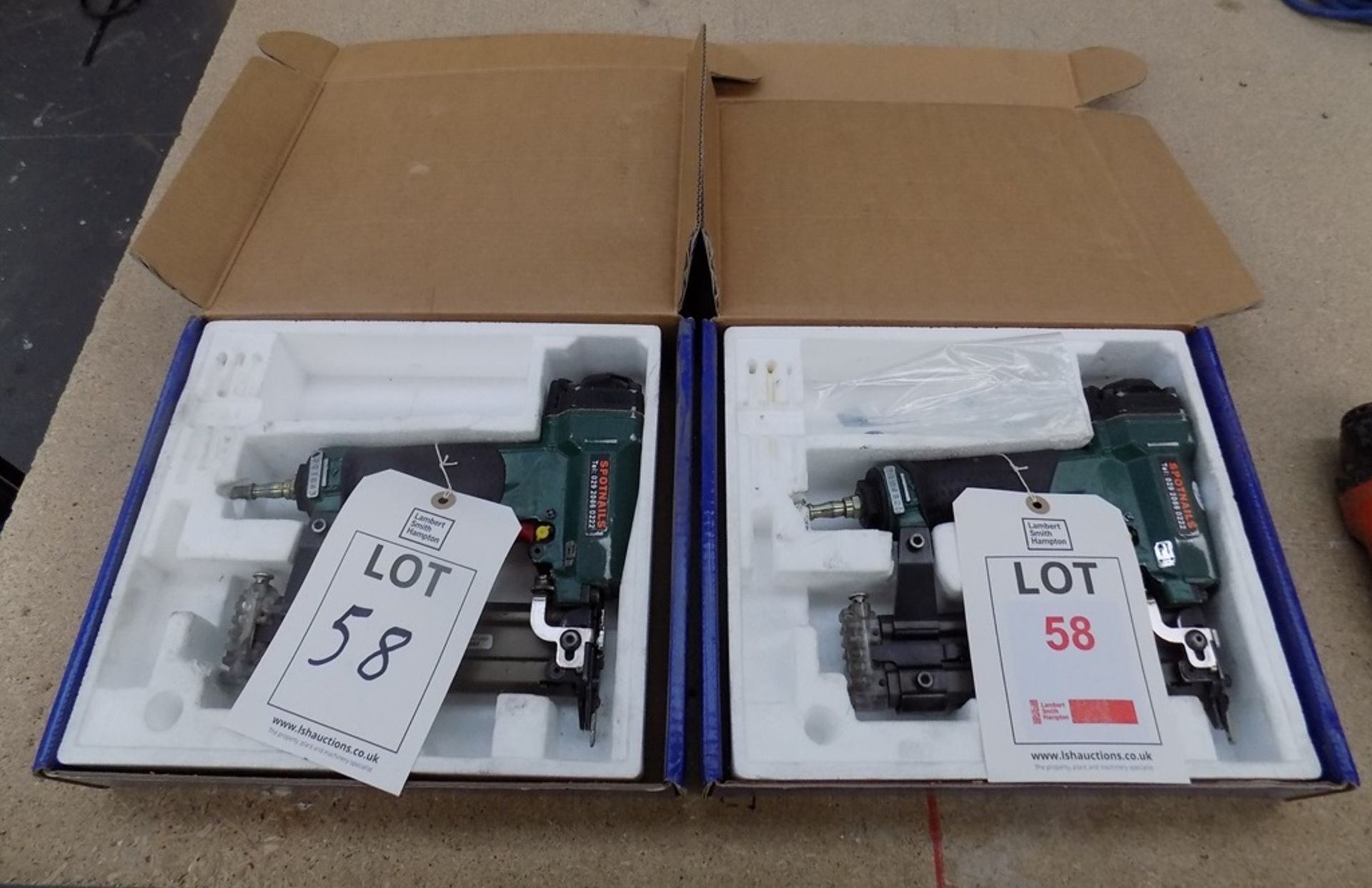 2 Omer MG40 pneumatic nail guns (2007), boxed