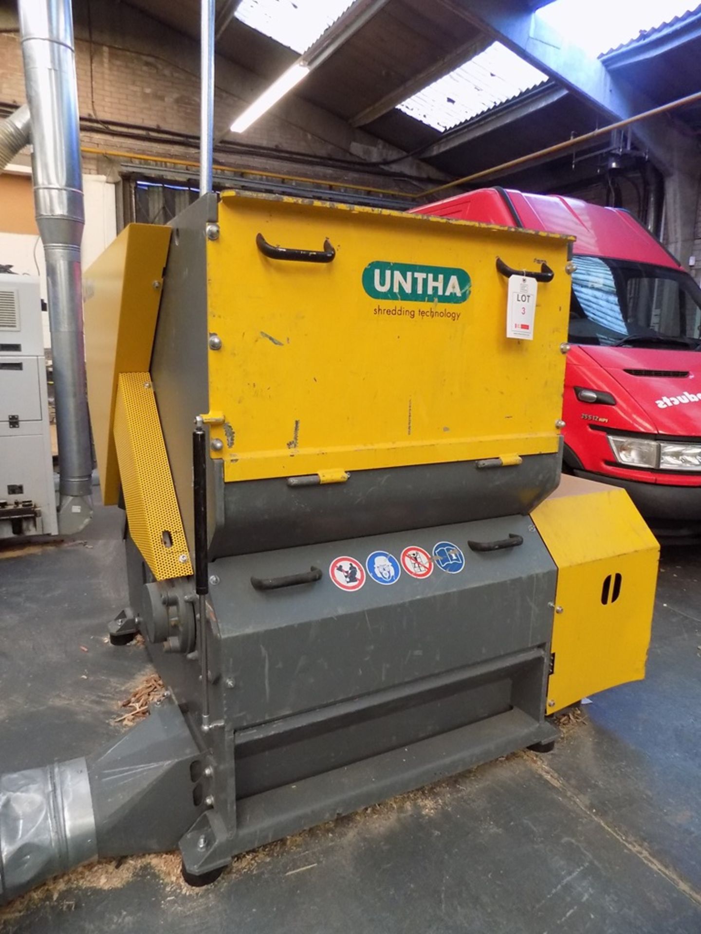 Untha LR1000 shredding machine, Serial no. LR105206 (06/2013) with hopper, 1060mm x 1000mm (Risk - Image 2 of 4