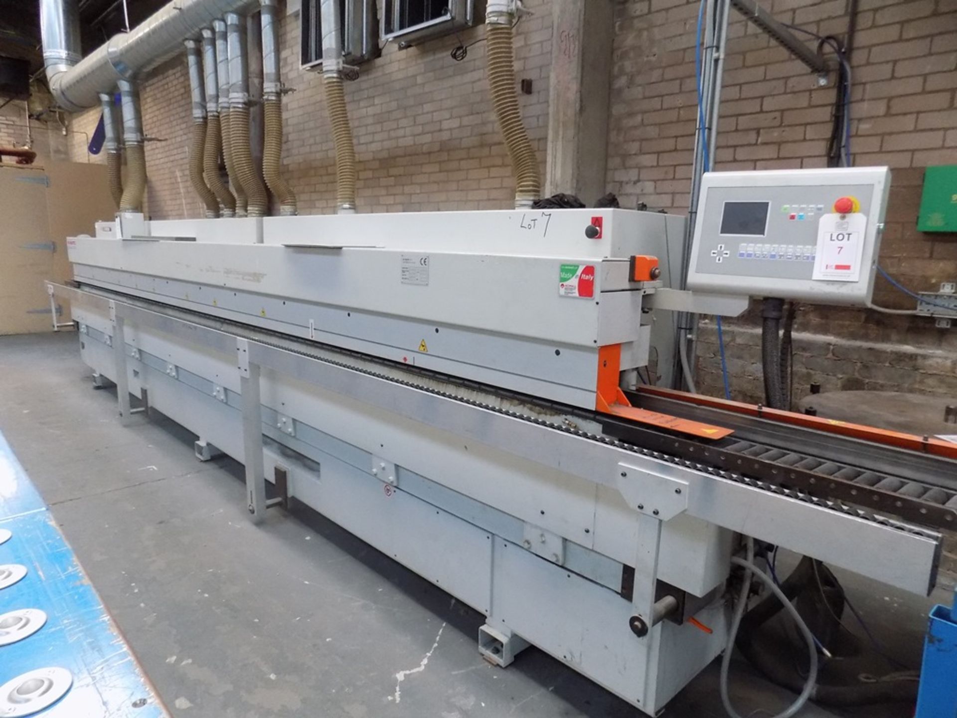 Bi-matic AD.8.15A.T.S CNC single side edge bander, width 6m, Serial no. 5233 (2007), with Nordson