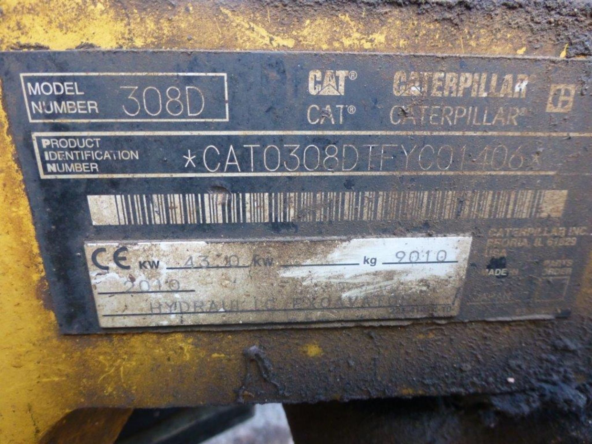 Caterpillar 308D rubber tracked midi excavator (2010), indicated hours 2688.4, PIN no. - Image 7 of 10