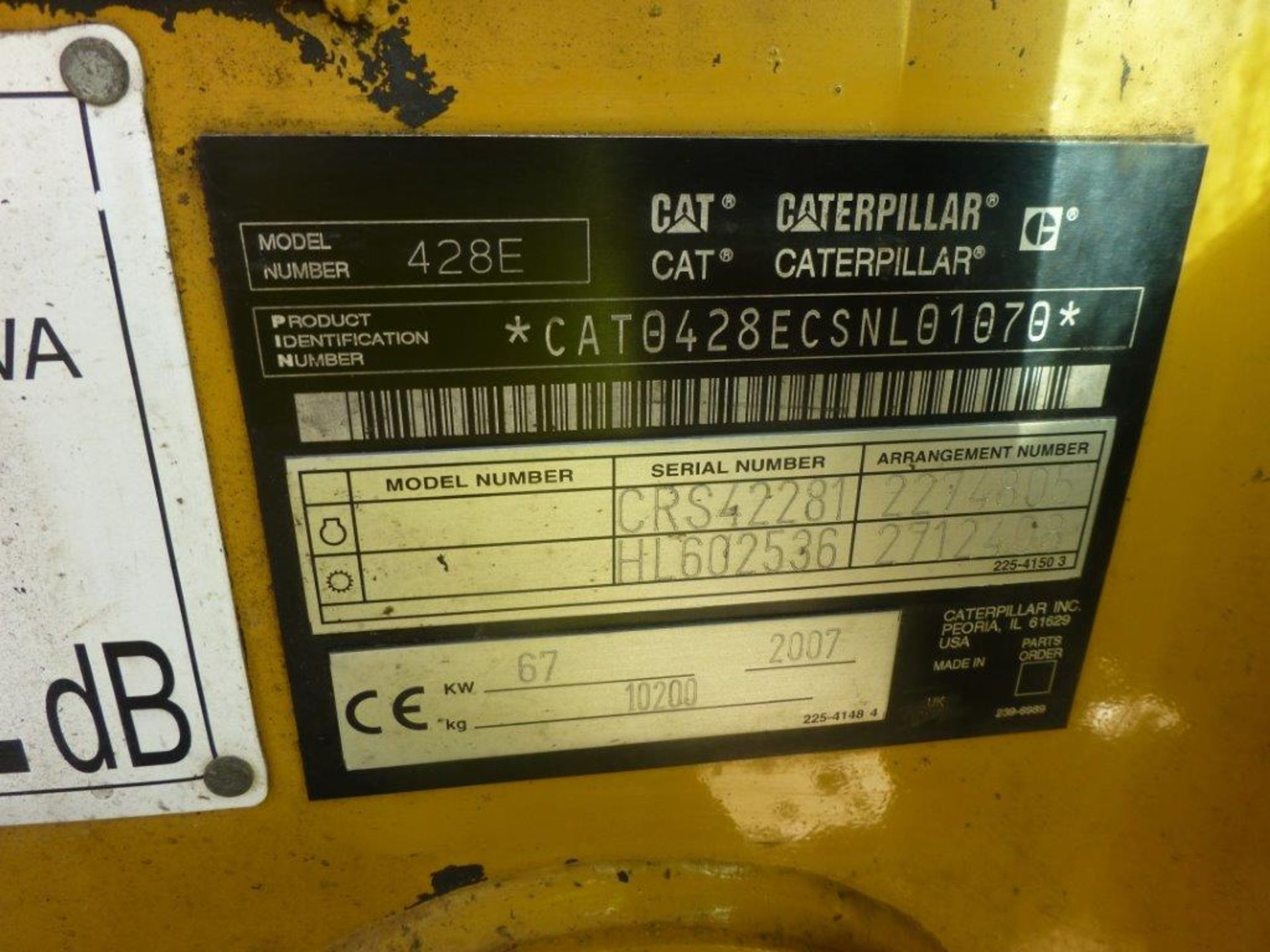 Caterpillar 428E 4x4 backhoe loader (2007), indicated hours 4478.5, PIN no. CAT0428ECSNL01070, - Image 5 of 7