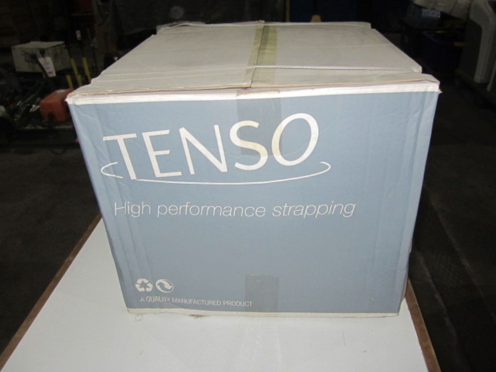 2 reels Tenso high performance plastic banding strapping, black: 12 x 8mm x 1500mLocated: Unit 14