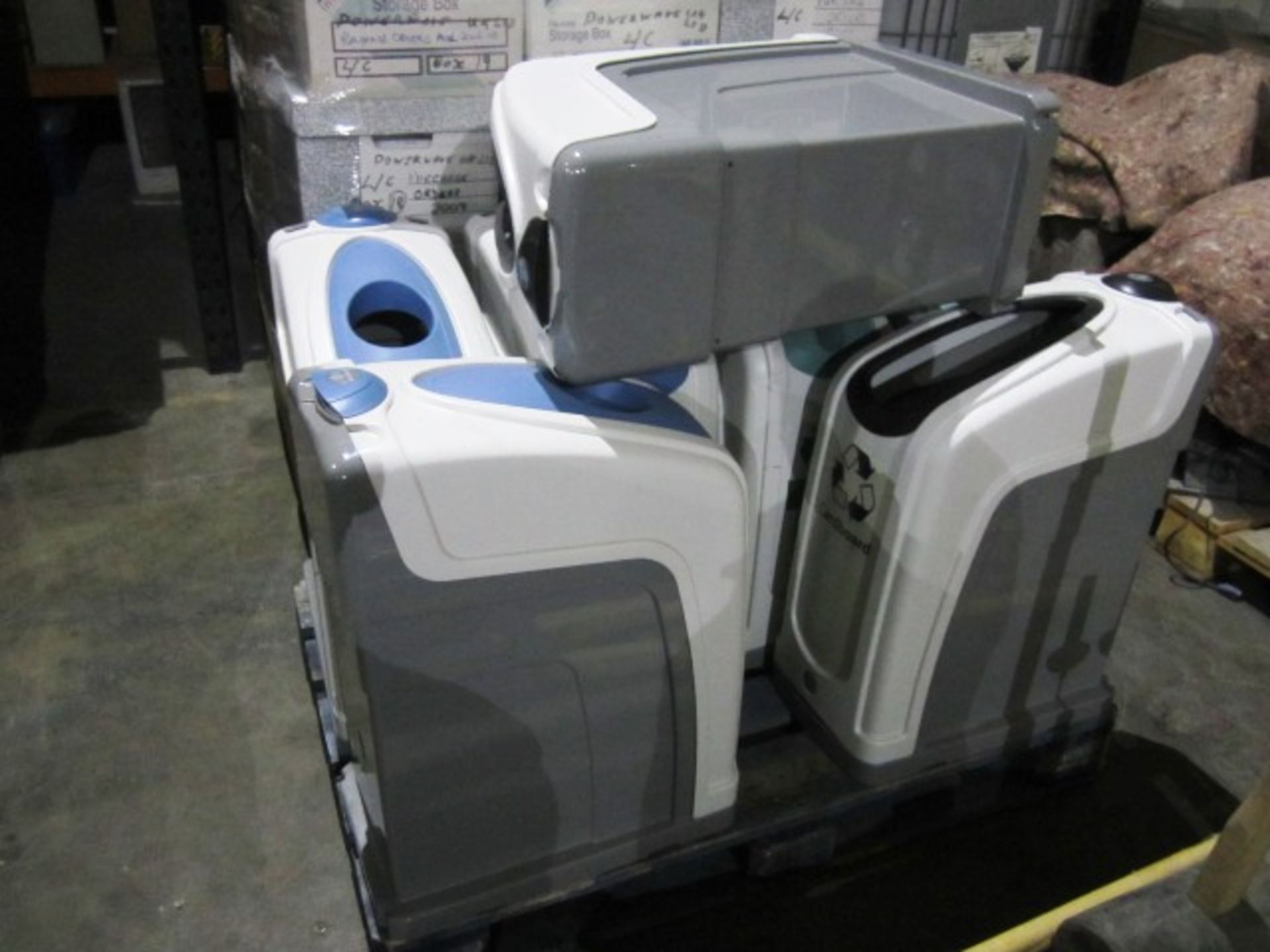 7 assorted office recycling bins including cardboard, waxed cups, cupsLocated: Unit 14 Strachan &