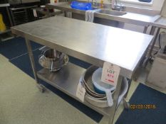 Mobile stainless steel trolley W1200mm D640mm H900mmVAT: Margin scheme applies. VAT will not be