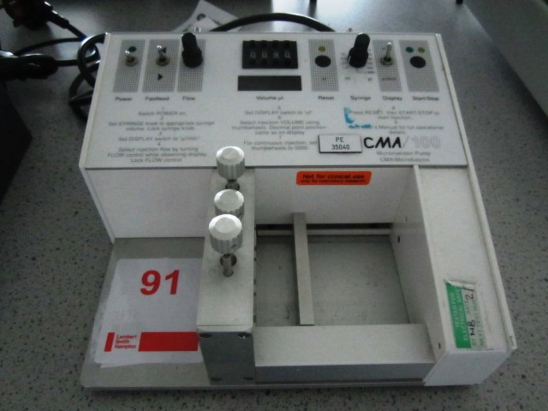Biotech CMA100 micro injection pump, serial number 1450 (height 100mm x width 200mm x depth 230mm)