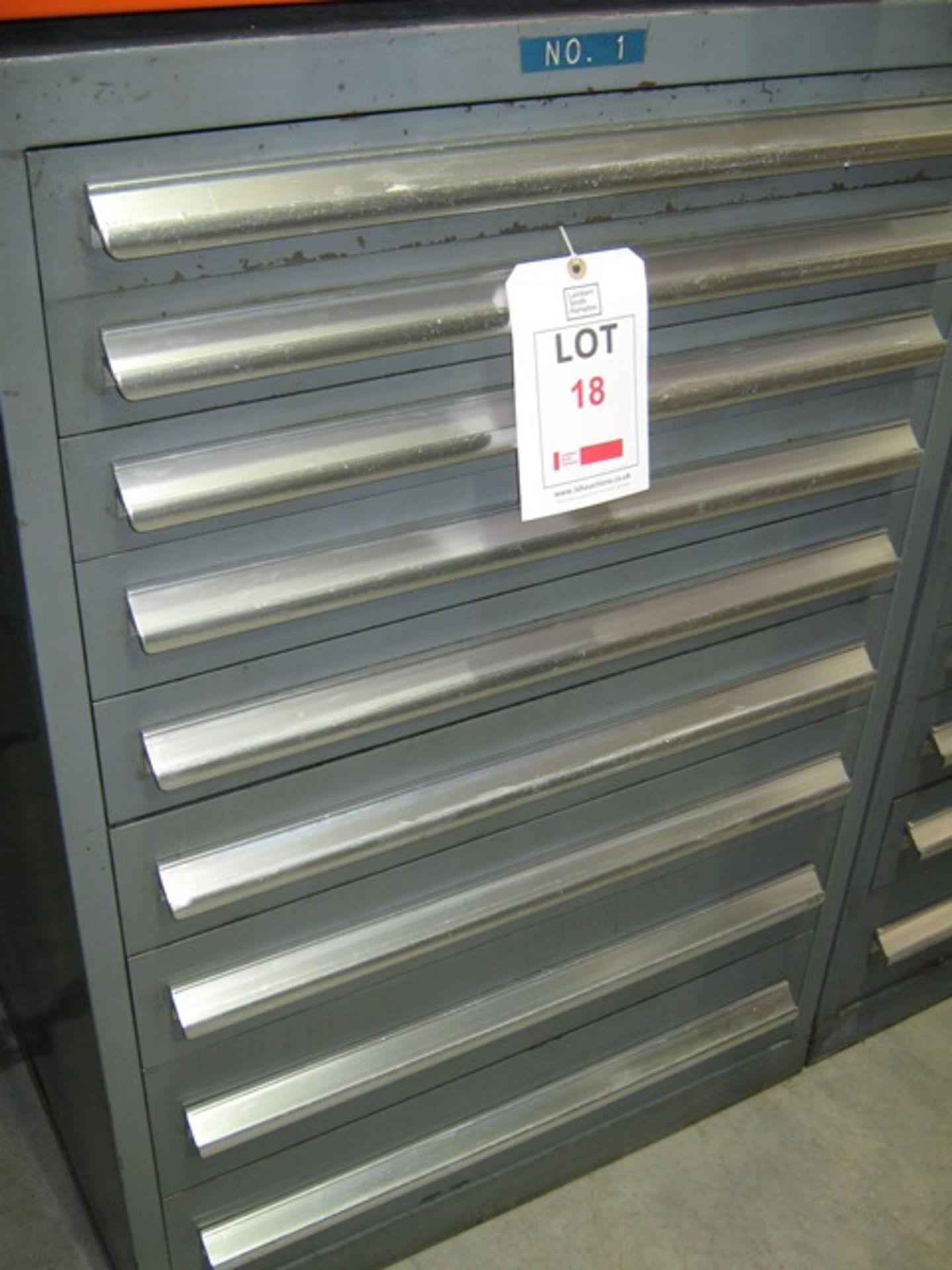 Multi drawer tool cabinet with 9 drawers, approx. size width 760mm x depth 700mm x height 1120mm - Image 2 of 2