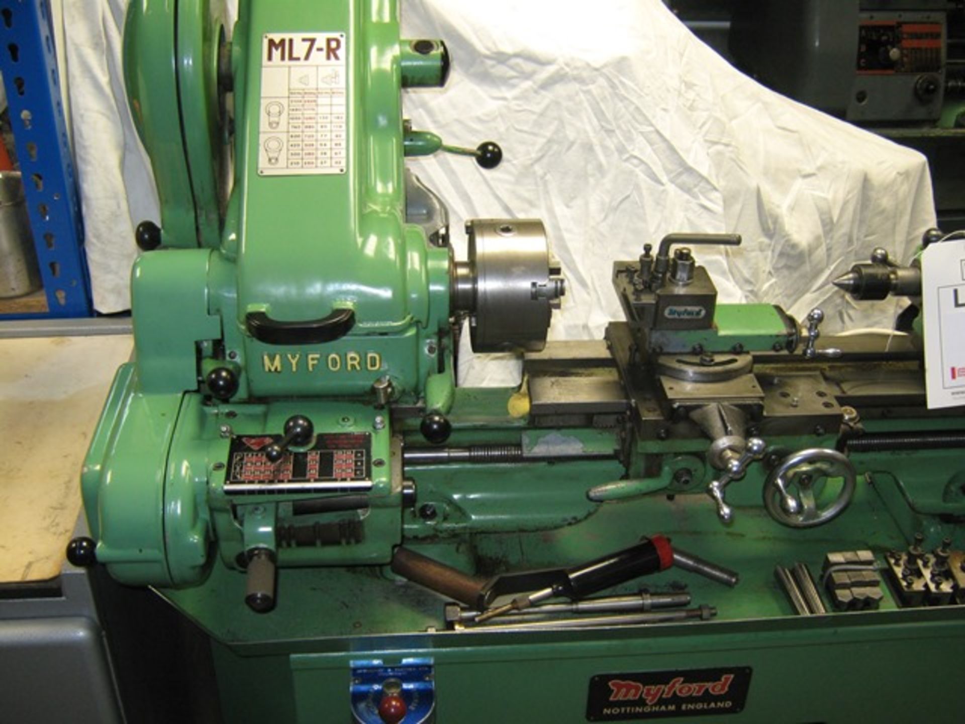 Myford ML7-R lathe with 3 Jaw/4 Jaw, faceplate, screw cutting, quick change toolpost 240v & - Image 3 of 7