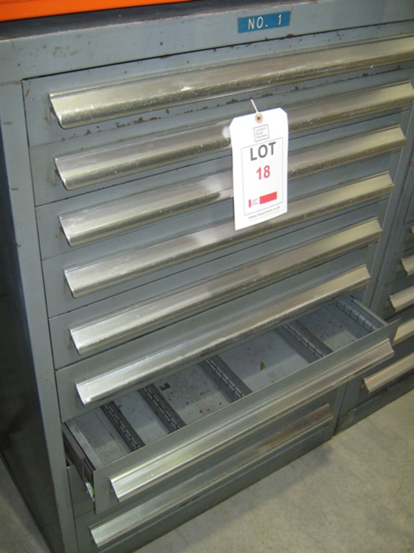 Multi drawer tool cabinet with 9 drawers, approx. size width 760mm x depth 700mm x height 1120mm