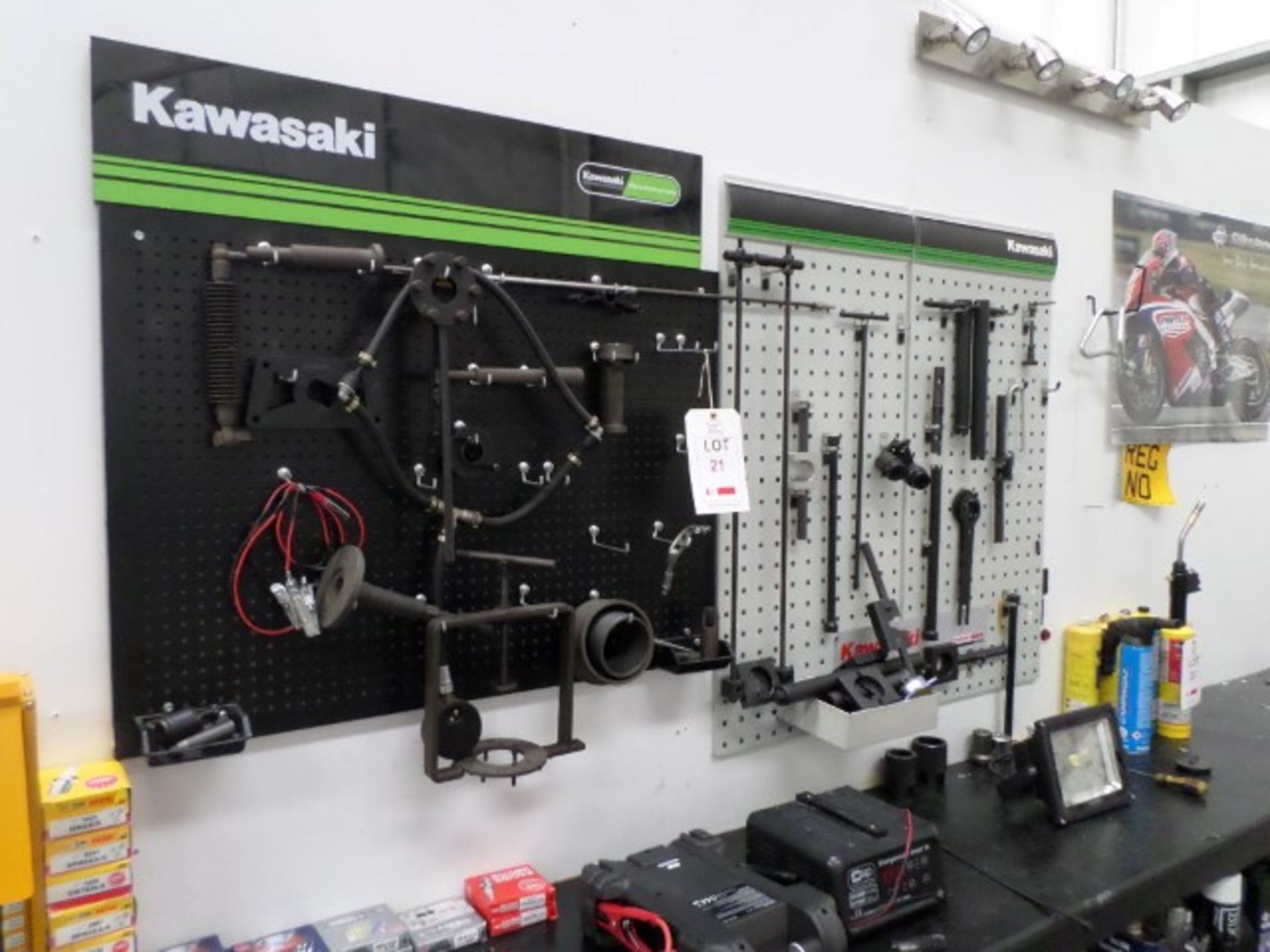 2 Kawasaki wall boards with a quantity of assorted special tools - Image 2 of 2