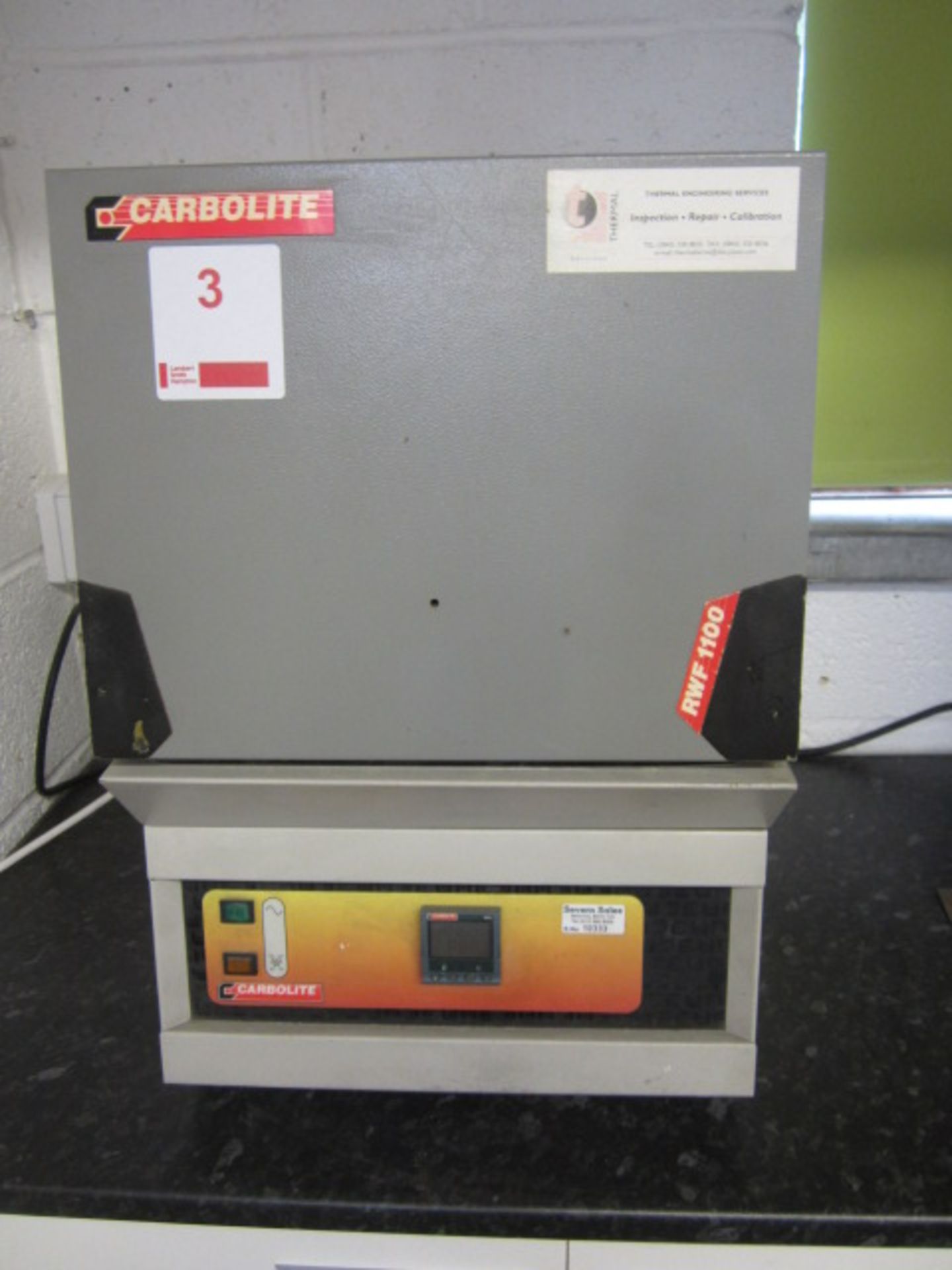 Carbolite RWF 1100 Muffle Furnace – 5L chamber, 130mm high,160mm wide, 250mm deep, maximum