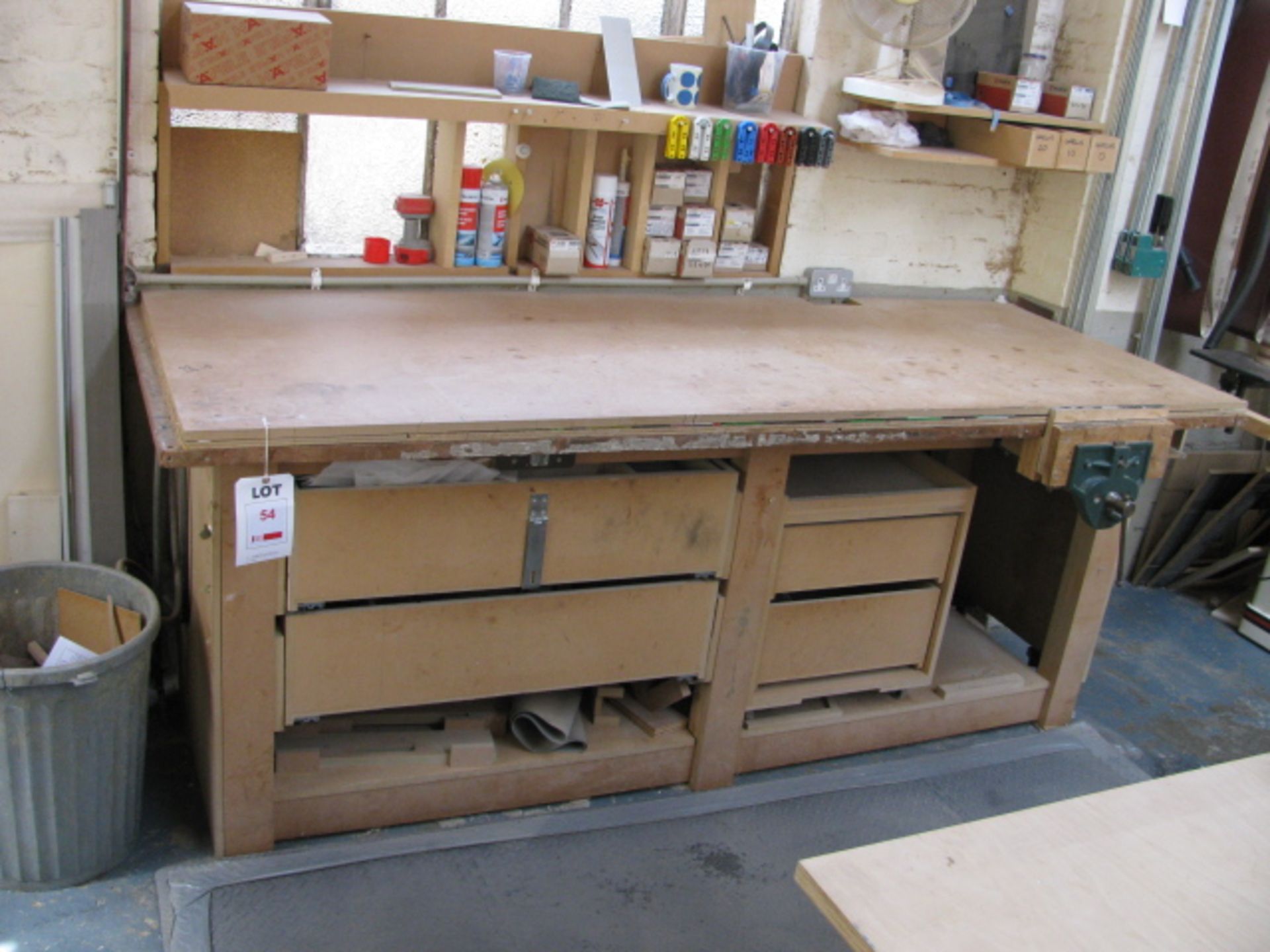 Wooden woodworkers bench with vice (Please ensure sufficient resource / handling aids are used to