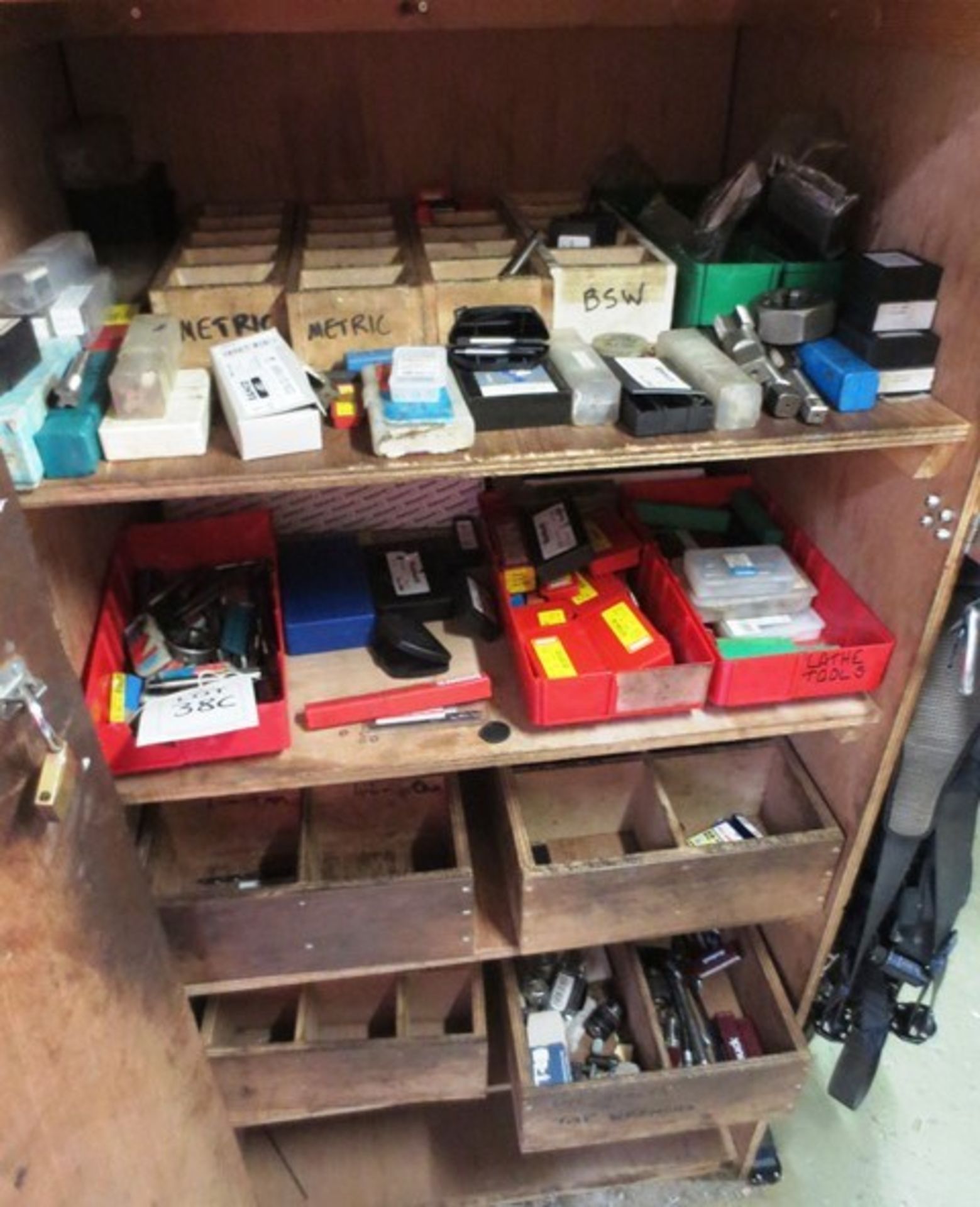 Quantity of assorted HSS taps, die nuts, drill bits, Morse tapers etc. (located in stock room,