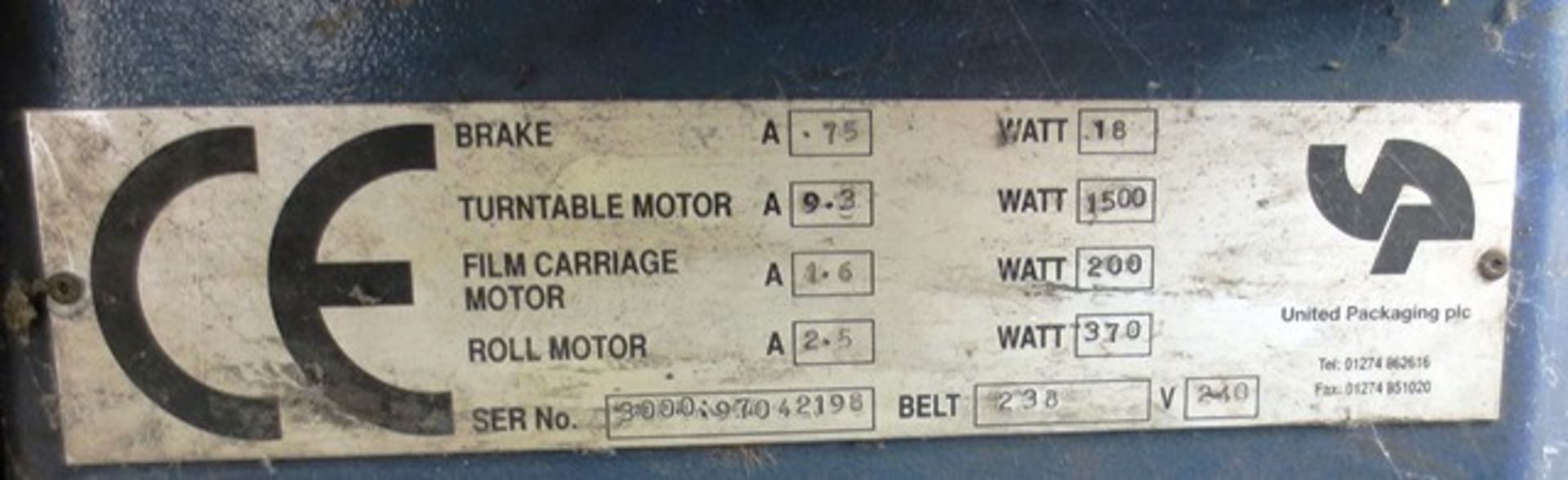 United Packaging Reel/Pal wrapper 3000, s/n: 3000-970-42198... - Image 7 of 8