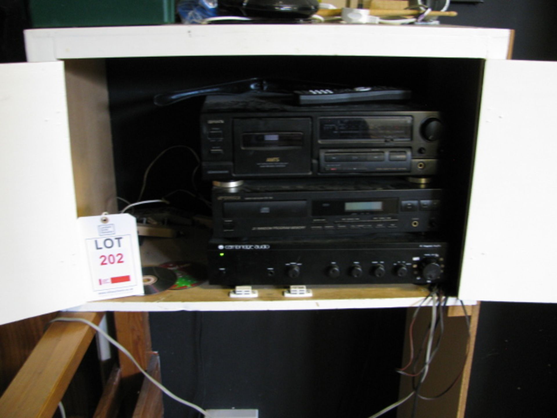 The stage sound system to include: AIWA ADF450 tape deck, Sansui CD190 CD player, Cambridge Audio A1