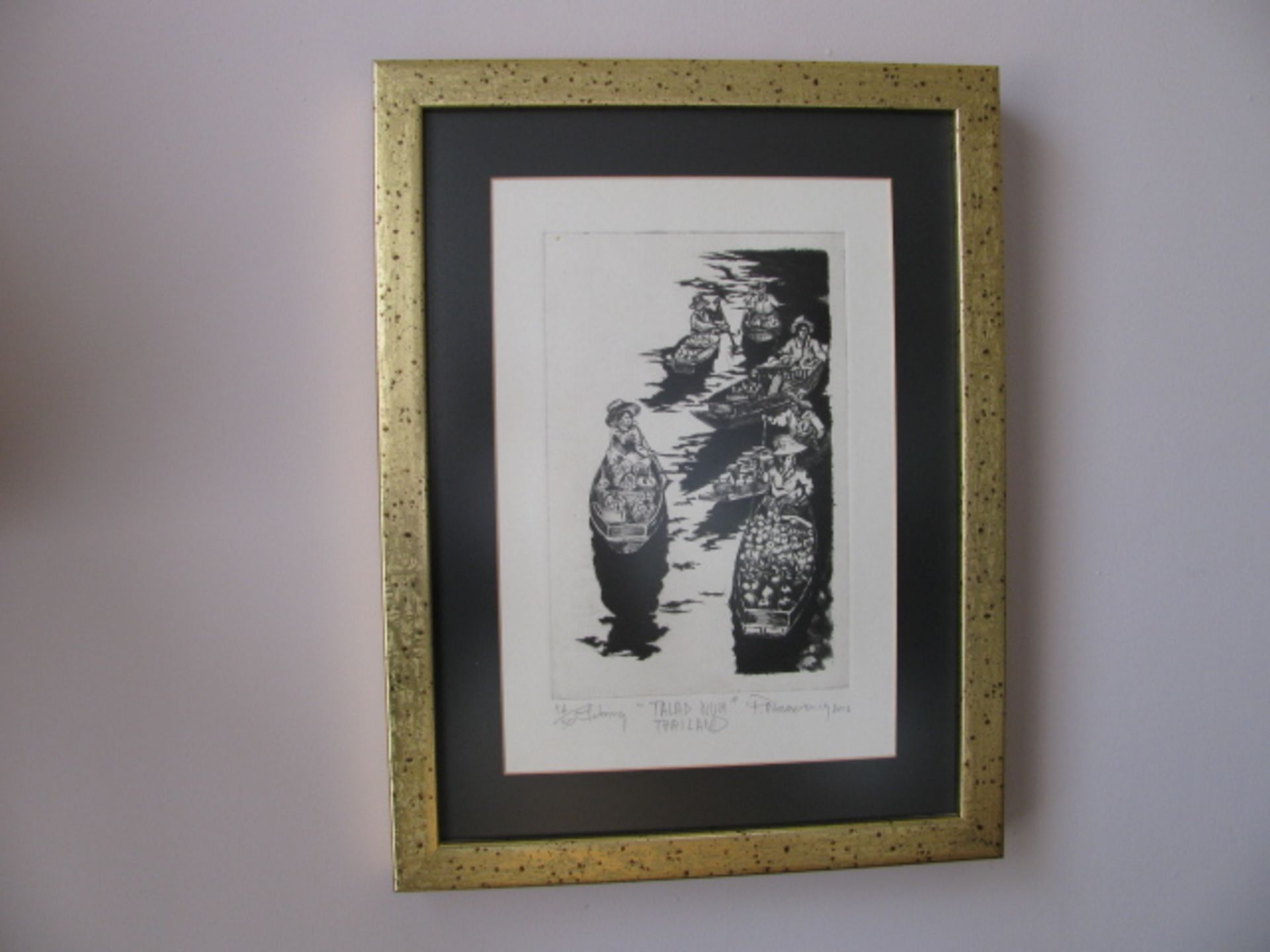 Gold framed mirror and three framed prints - Image 3 of 3