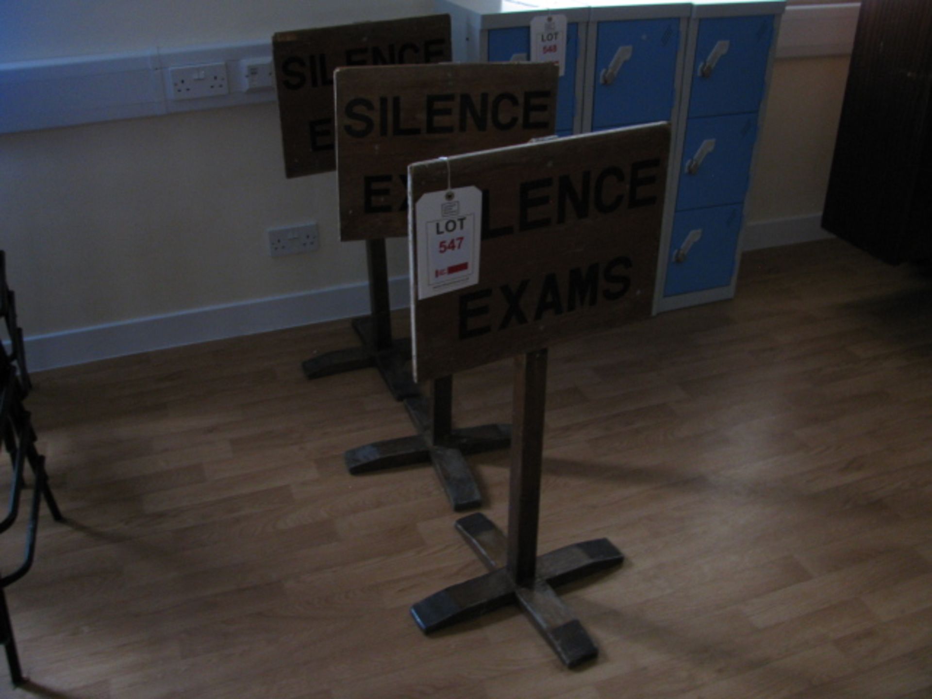 Three wooden exam boards