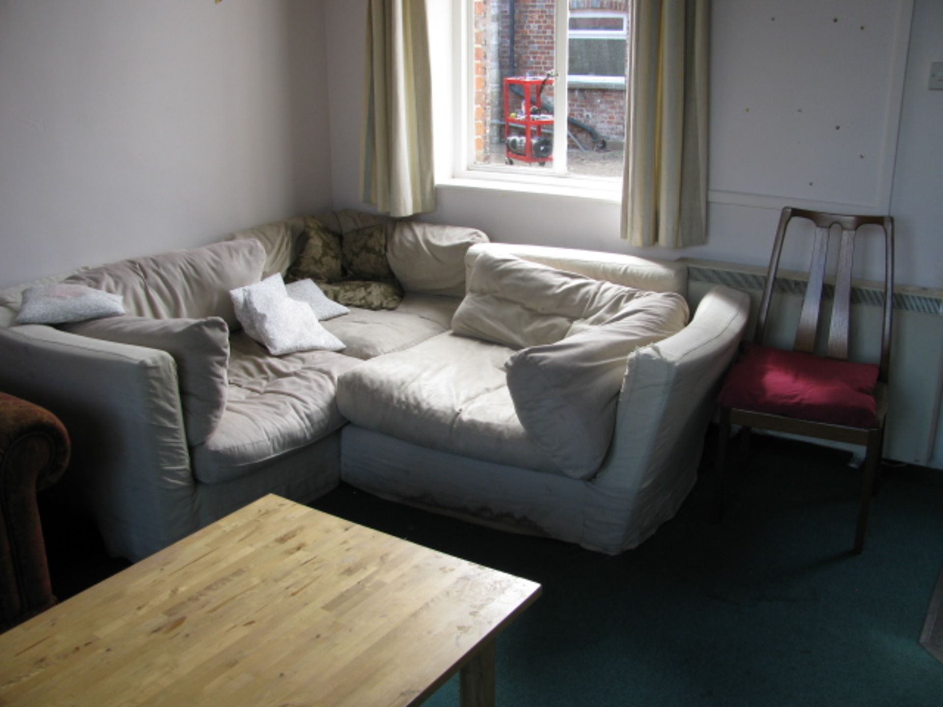 Remaining Contents of room to include: round wooden dining table, three various sofas, coffee table, - Image 2 of 3