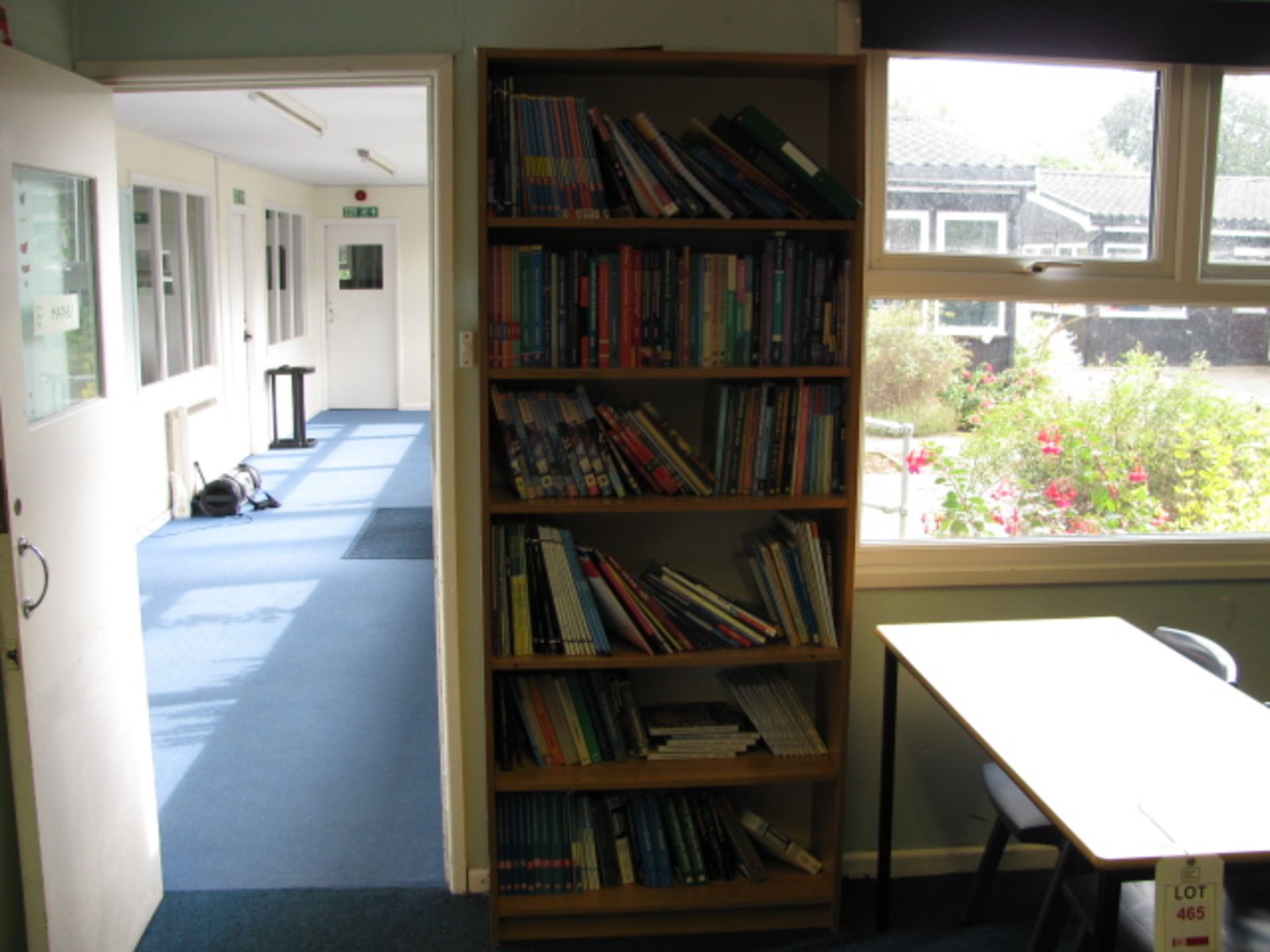 Two light oak veneered bookcases with contents of maths text books - Image 2 of 2