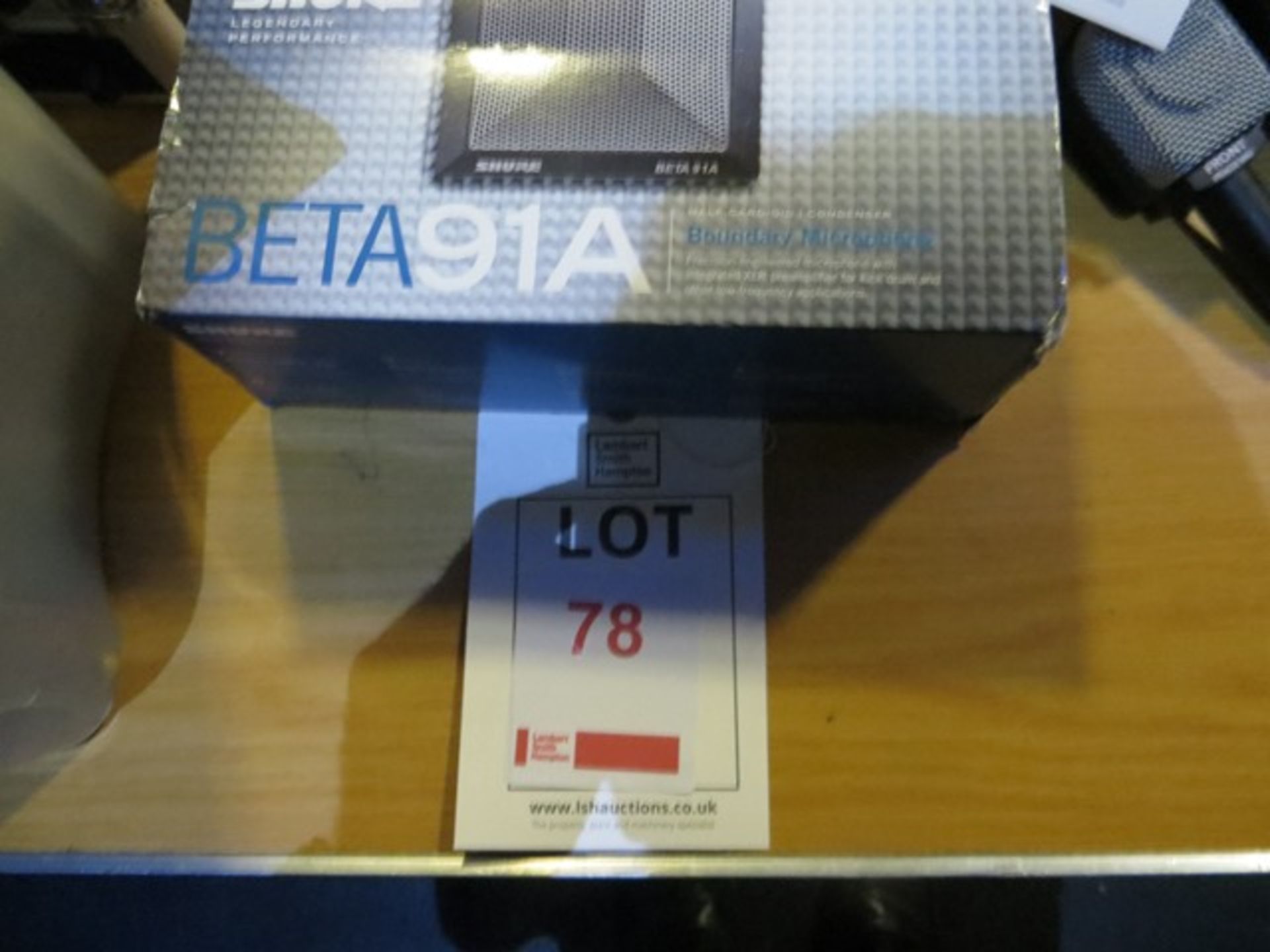 Boxed Shure BETA 91A microphone (Please note, for viewing and collection purposes, this item is