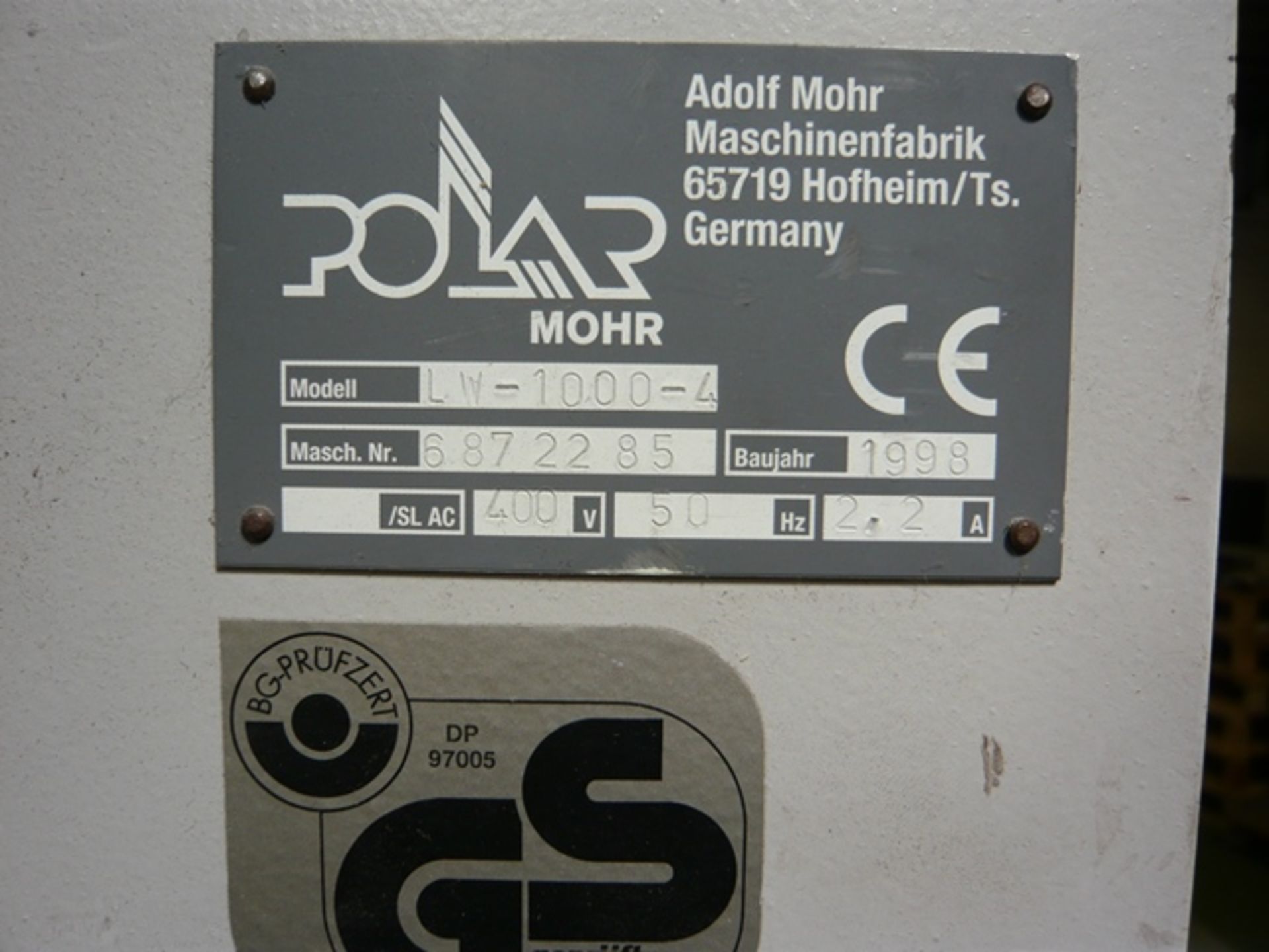 Polar Mohr model 115E programmable guillotine with 3 part divided back gauge, Air float tables to - Image 8 of 9