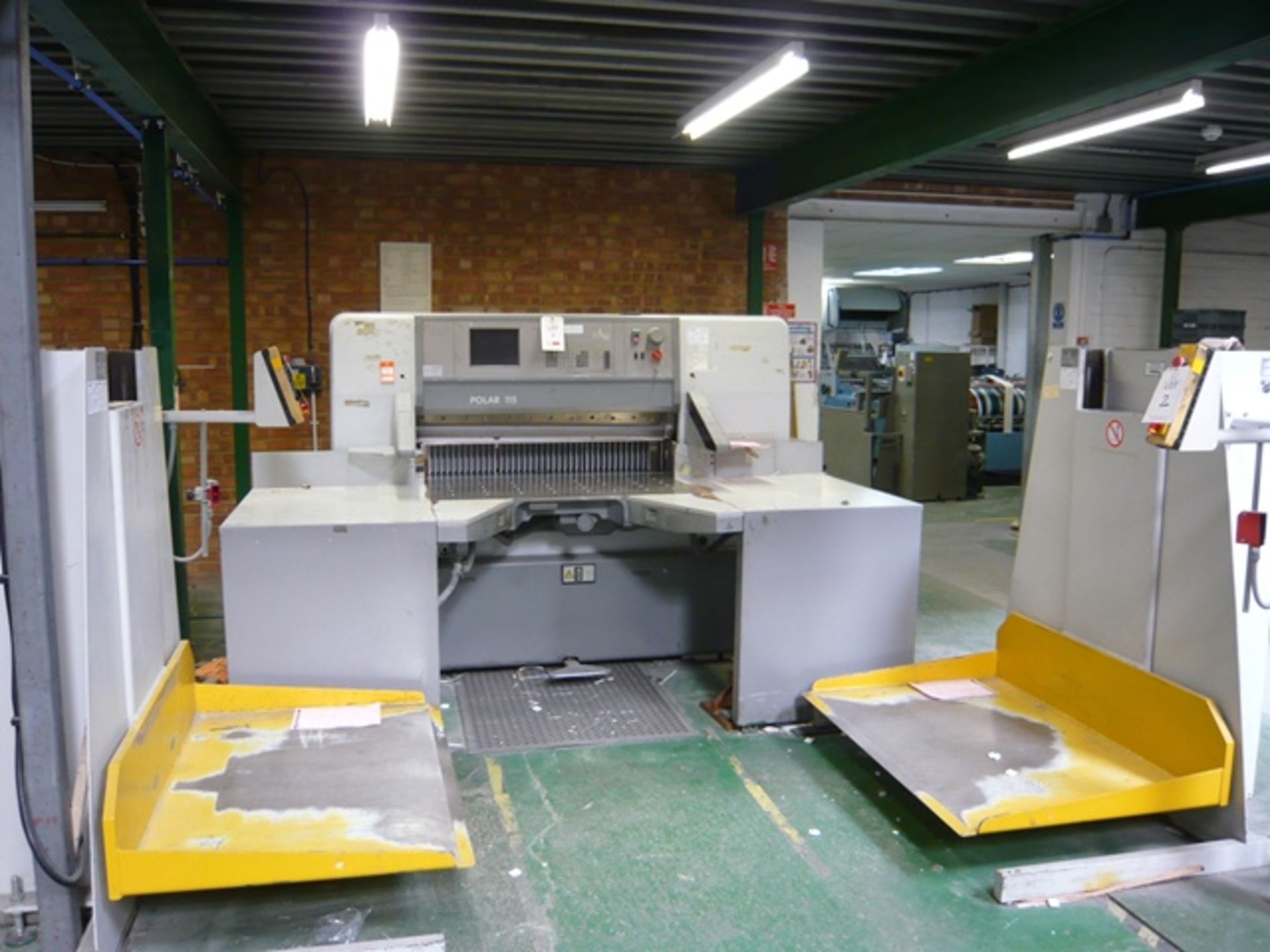 Polar Mohr model 115E programmable guillotine with 3 part divided back gauge, Air float tables to