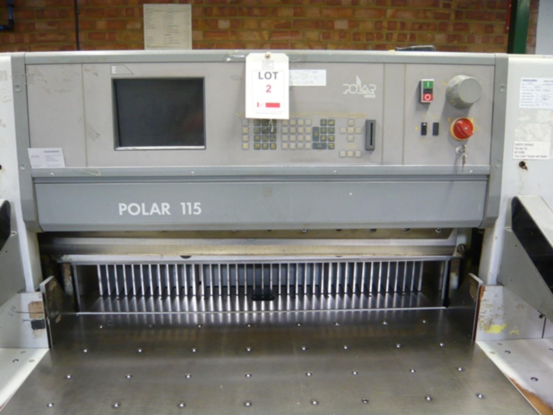 Polar Mohr model 115E programmable guillotine with 3 part divided back gauge, Air float tables to - Image 3 of 9