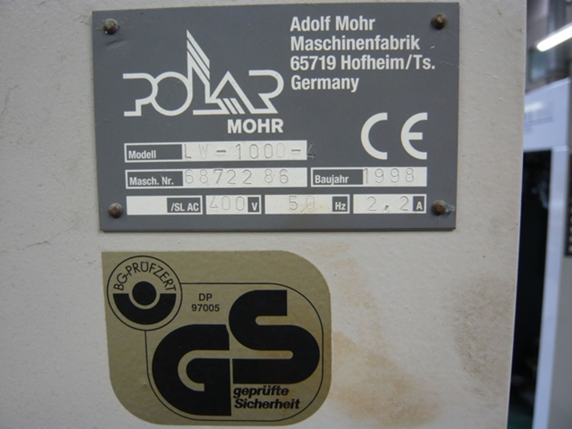 Polar Mohr model 115E programmable guillotine with 3 part divided back gauge, Air float tables to - Image 9 of 9