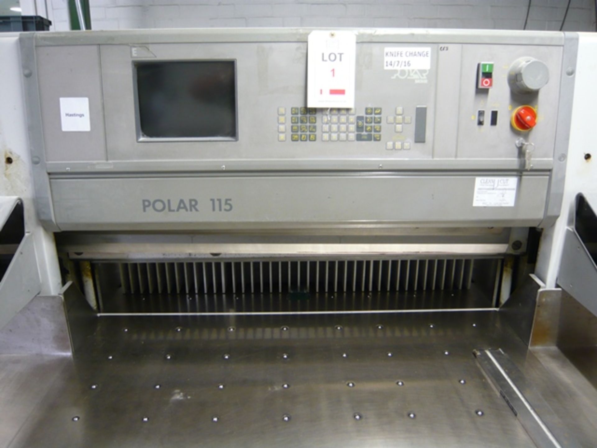 Polar Mohr model 115E programmable guillotine, with 3 part divided back gauge, Air float tables to - Image 2 of 4