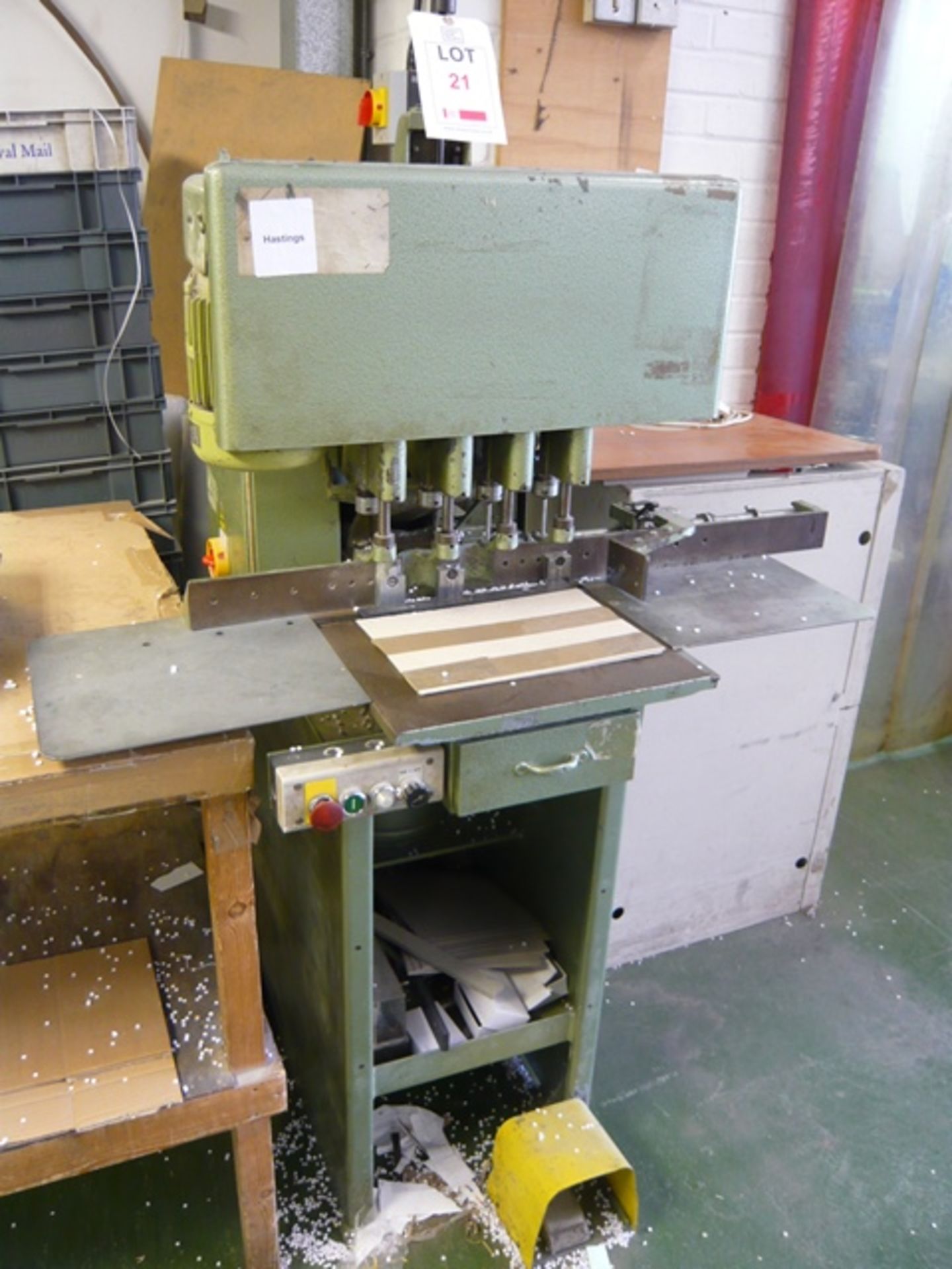 Stanley Press Equipment, 4 head paper drill press. NB: This item has no CE marking. The purchaser is