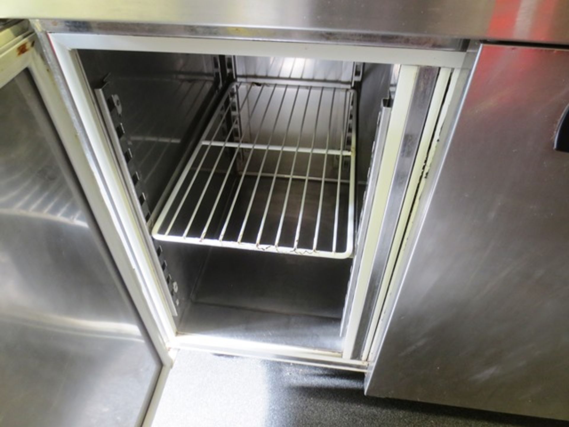 Stainless steel triple door refridgerated counter unit (240v), approx dimensions: 1800 x 700mm - Image 3 of 3