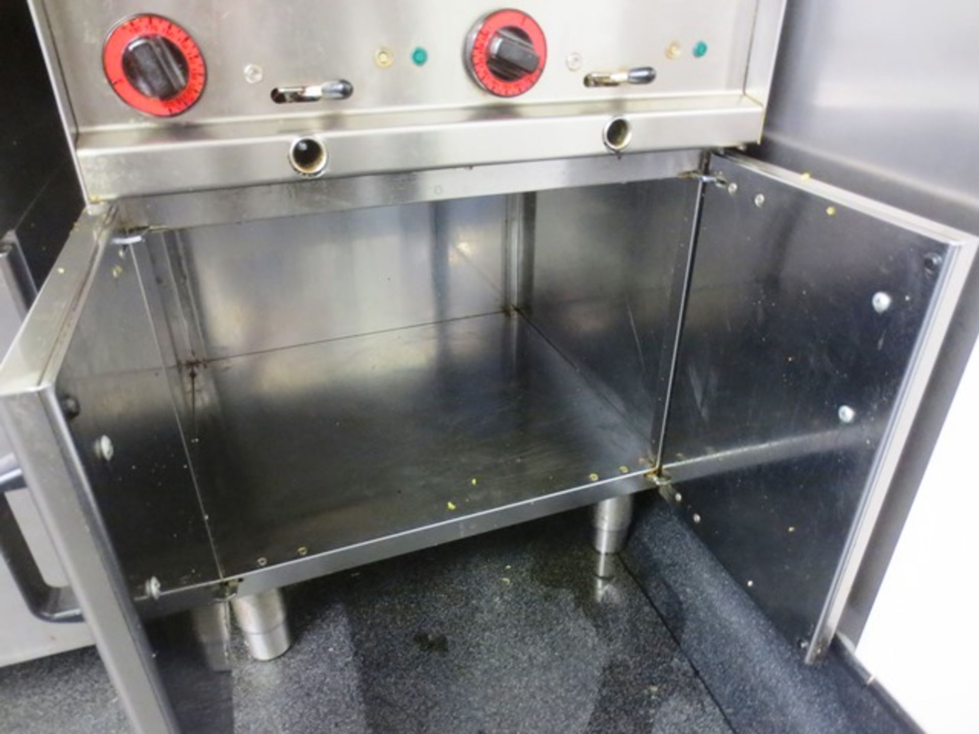 Lotus MP-6, stainless steel twin deep fat fryer, with twin door cupboard, serial no: 06060363, (3 - Image 2 of 3