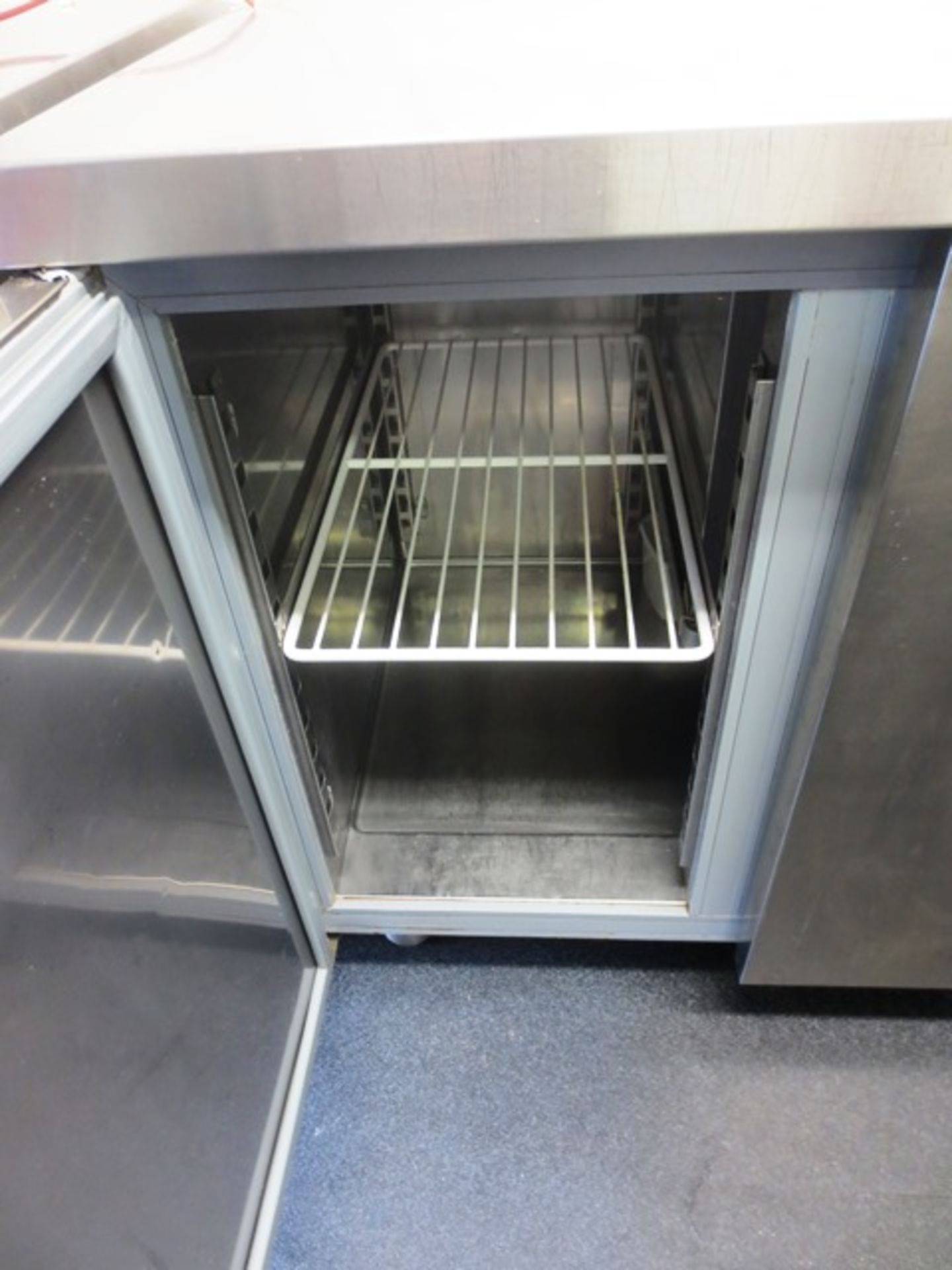 Stainless steel double door refridgerated counter unit (240v), approx dimensions: 1350 x 700mm - Image 2 of 4