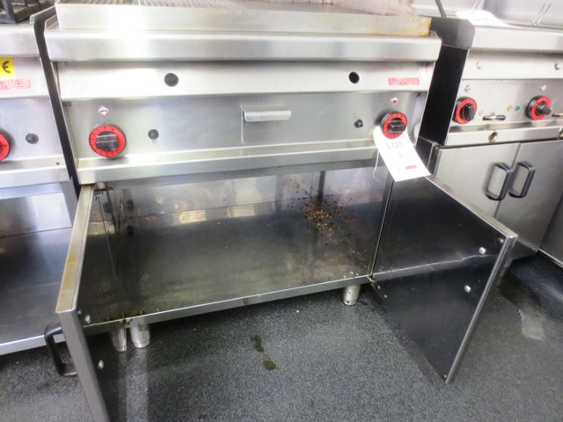 Lotus F R-8G, stainless steel gas fired hot plate with twin door warming cupboard, serial no: - Image 2 of 2