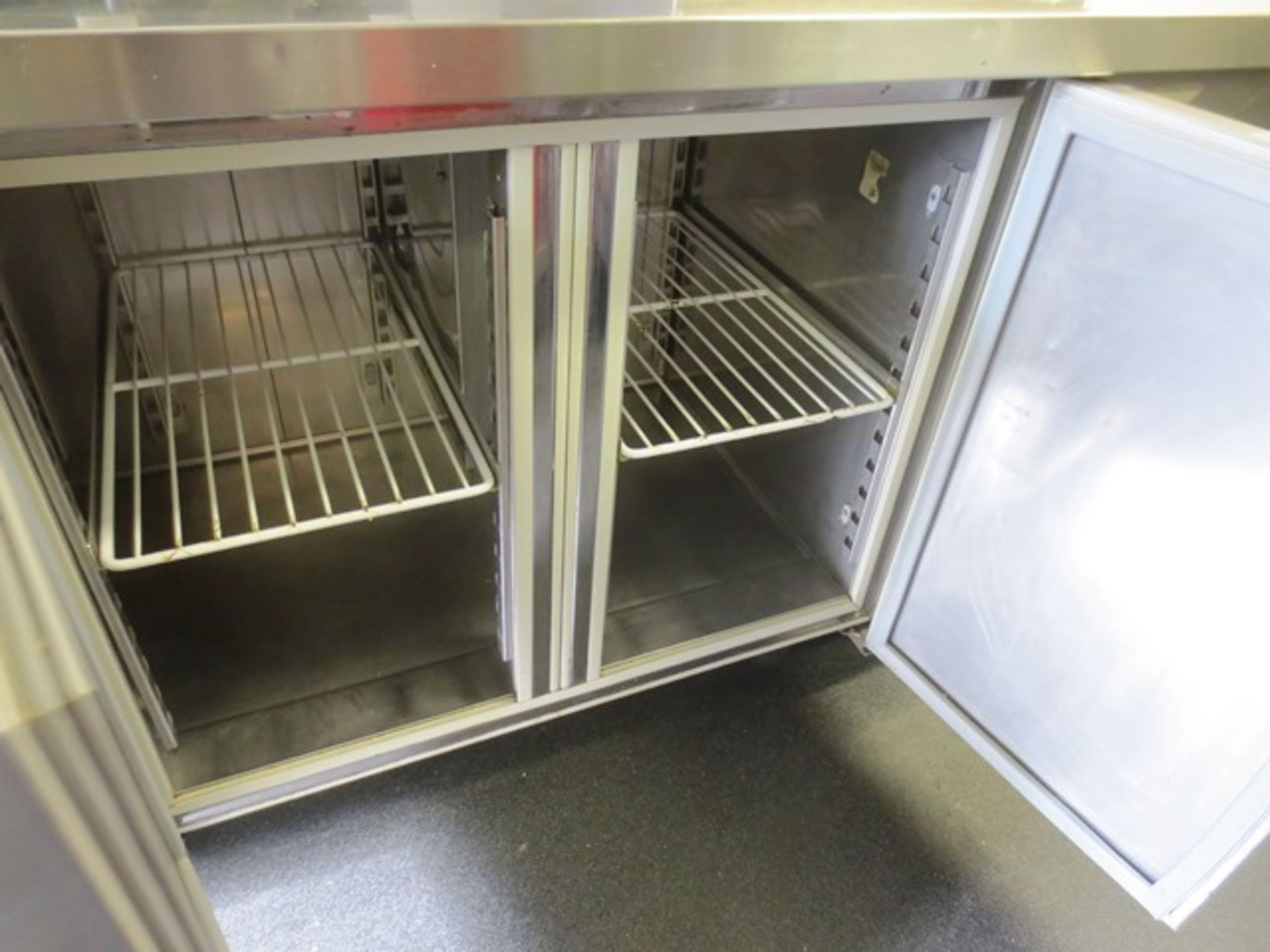 Stainless steel triple door refridgerated counter unit (240v), approx dimensions: 1800 x 700mm - Image 2 of 3