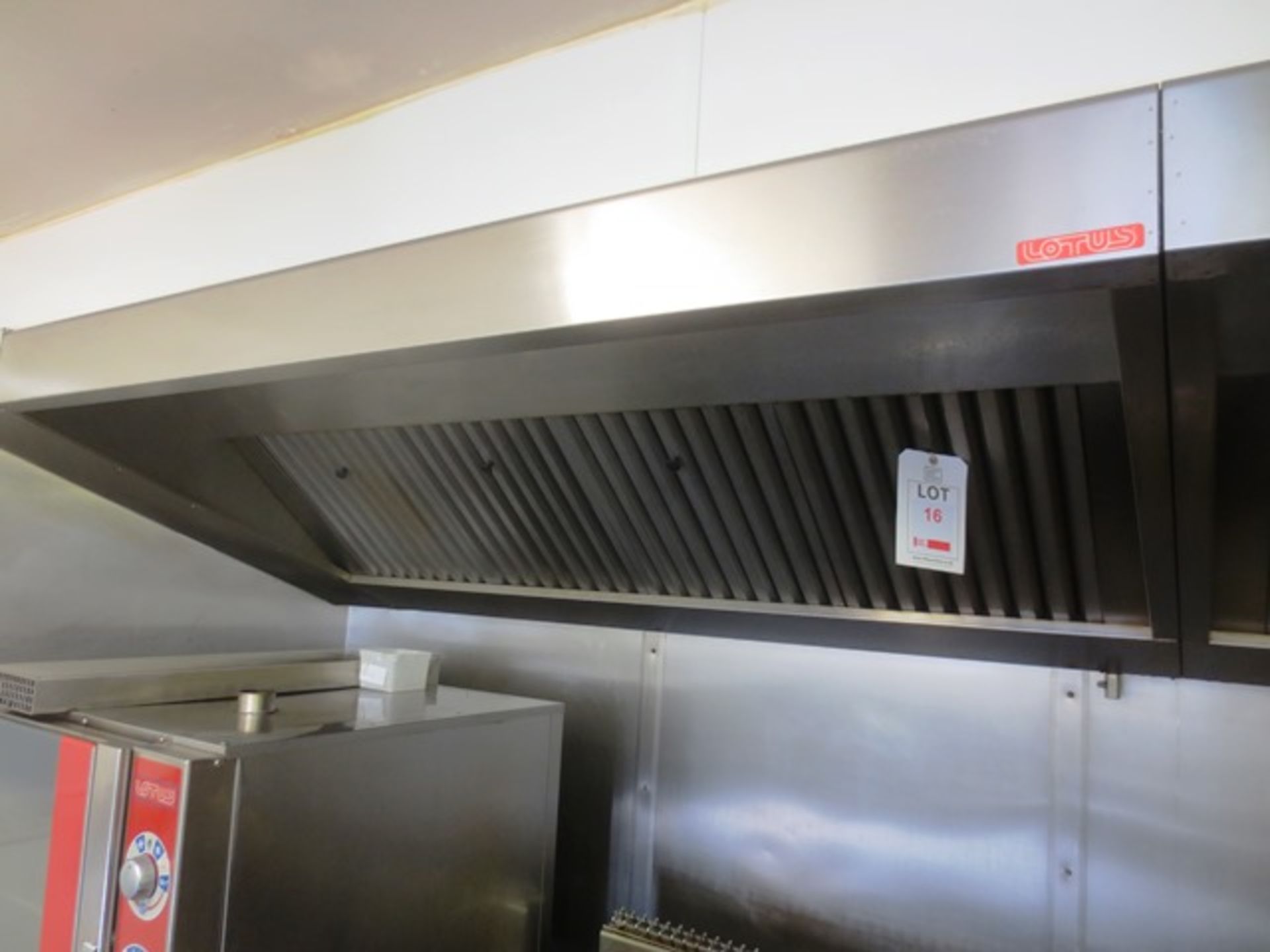 Lotus stainless steel extraction hood, approx dimensions: 1770mm width (Please note: Purchaser