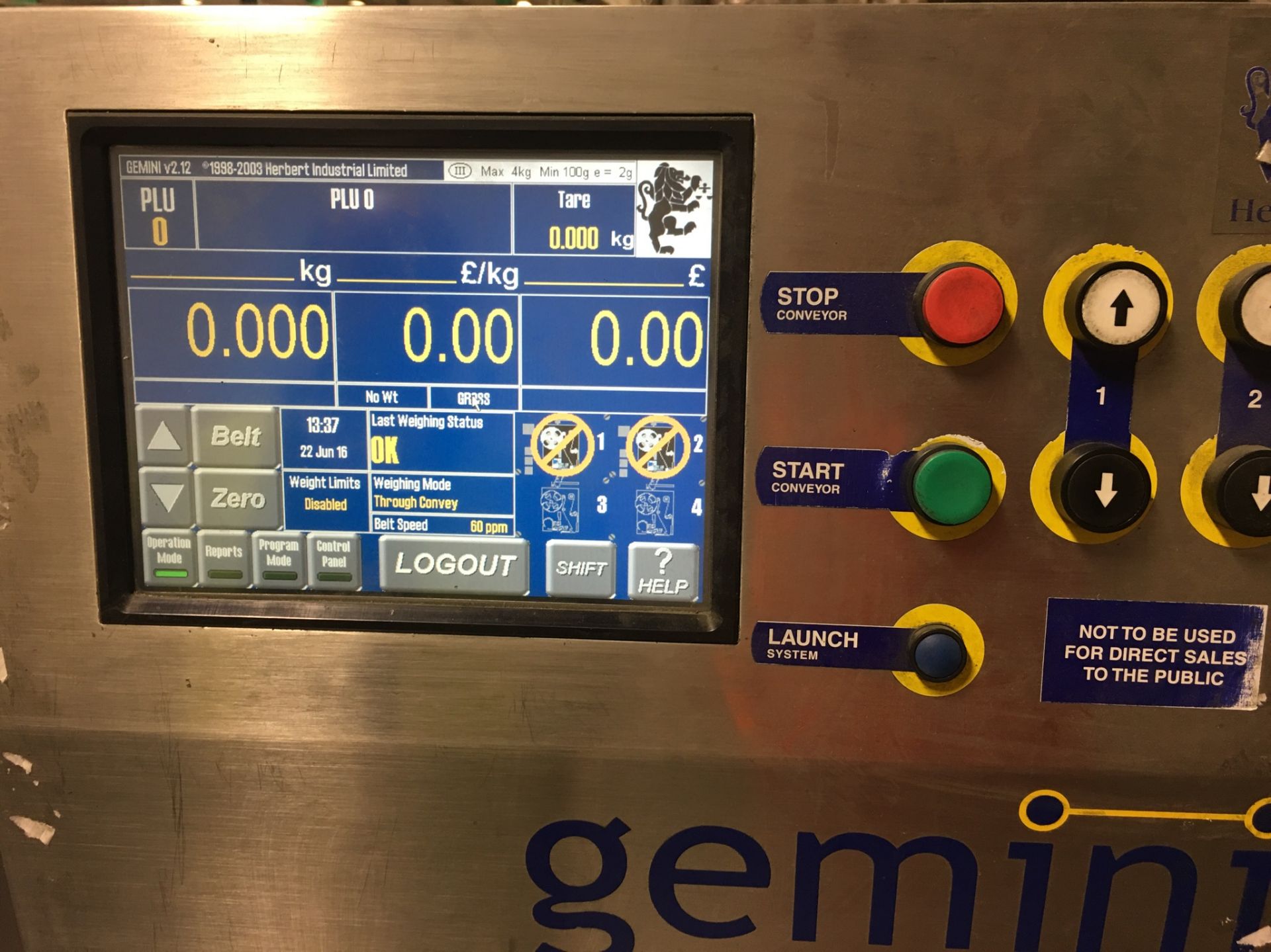 Herbert Gemini Checkweigher, year 2003, weighing 0,1 kg - 4 kg, 2 line unit, overall dimensions: - Image 5 of 6